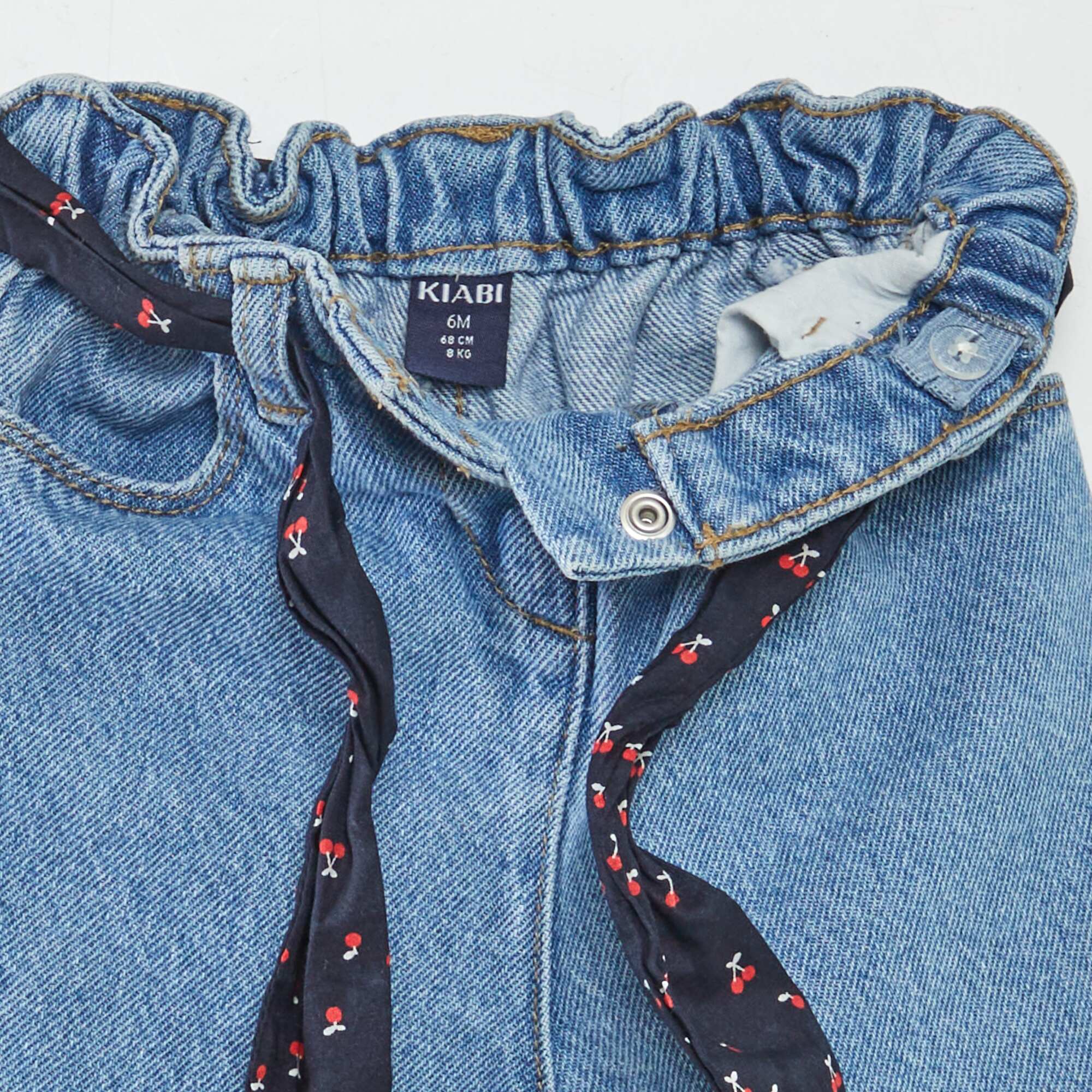 Paperbag jeans with patterned belt BLUE - Image 4