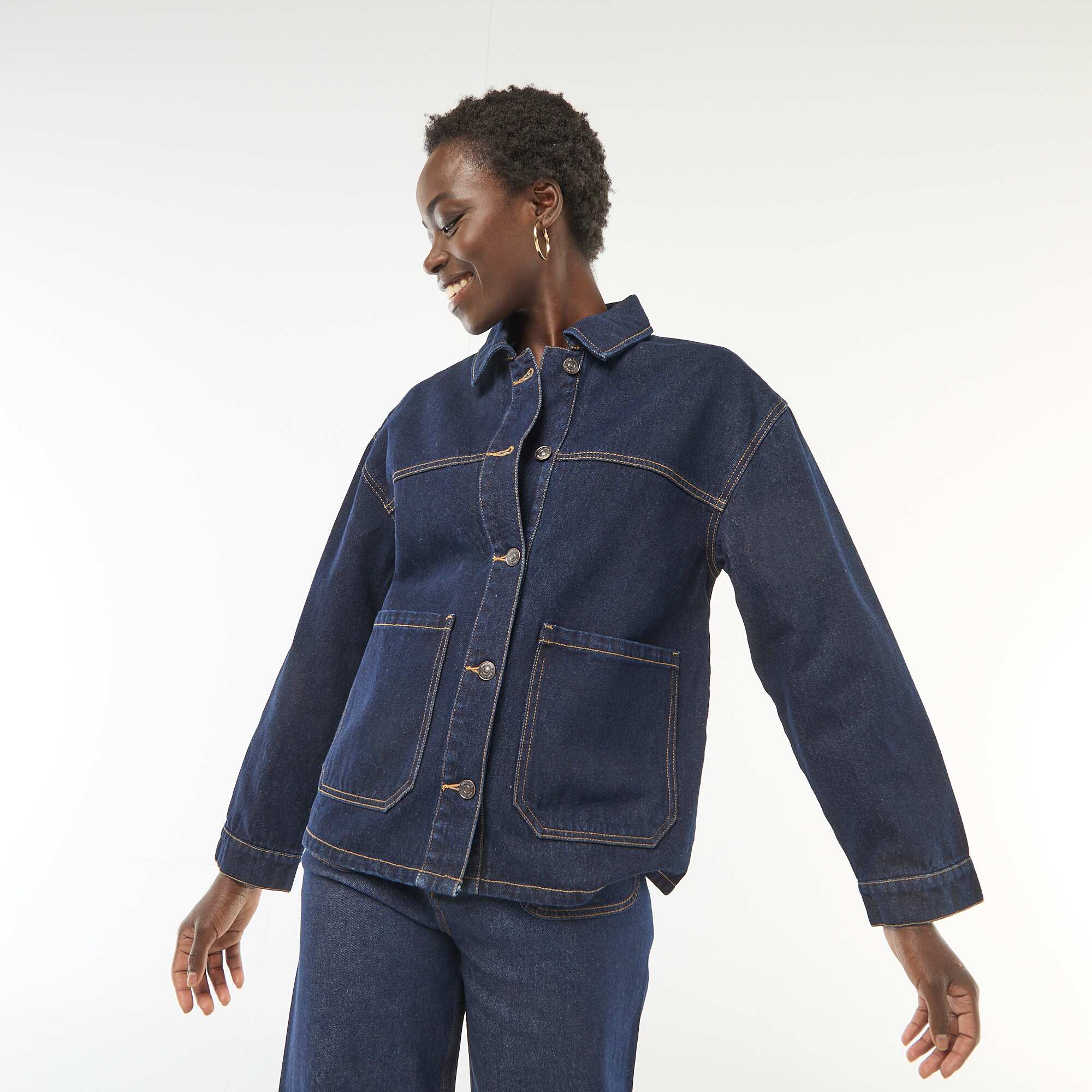Patch Pocket Denim Jacket BLUE - Image 5