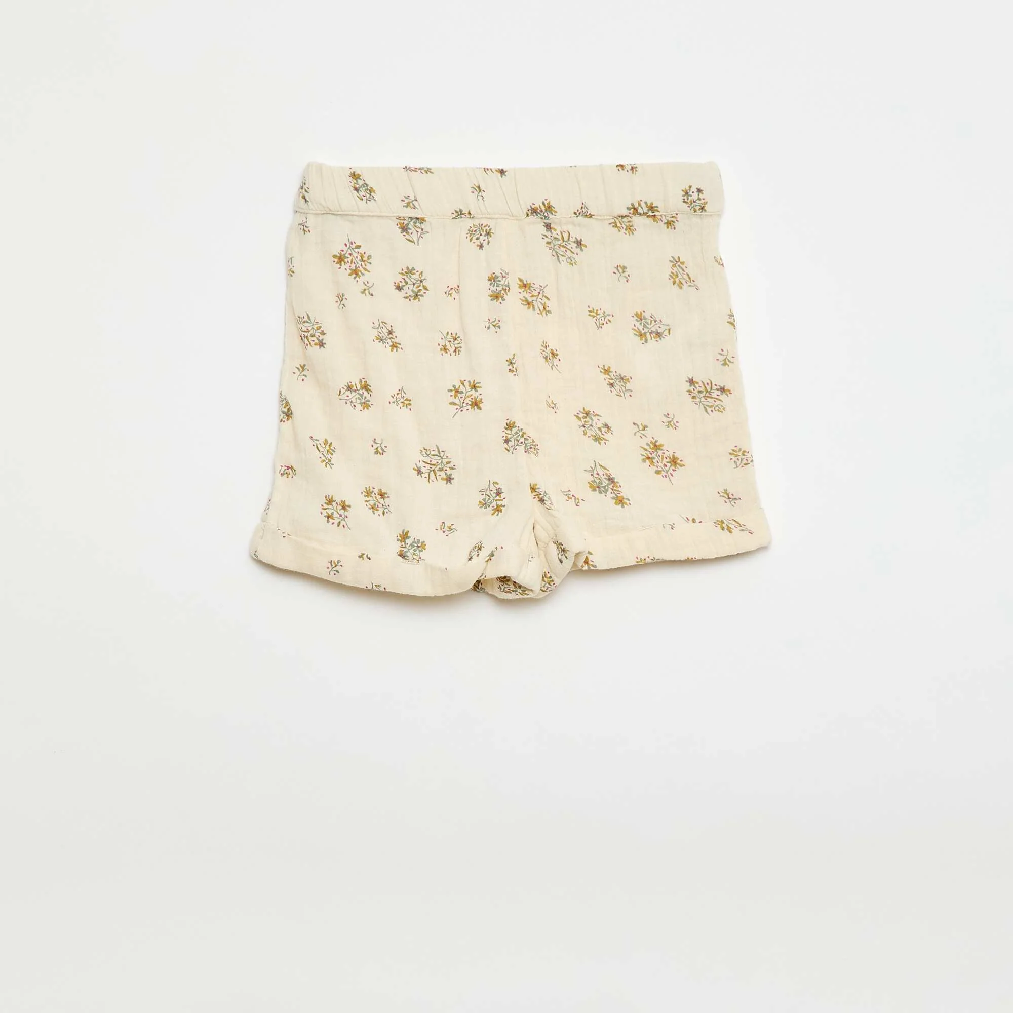 Patterned Cotton Gauze Shorts BEIGE
