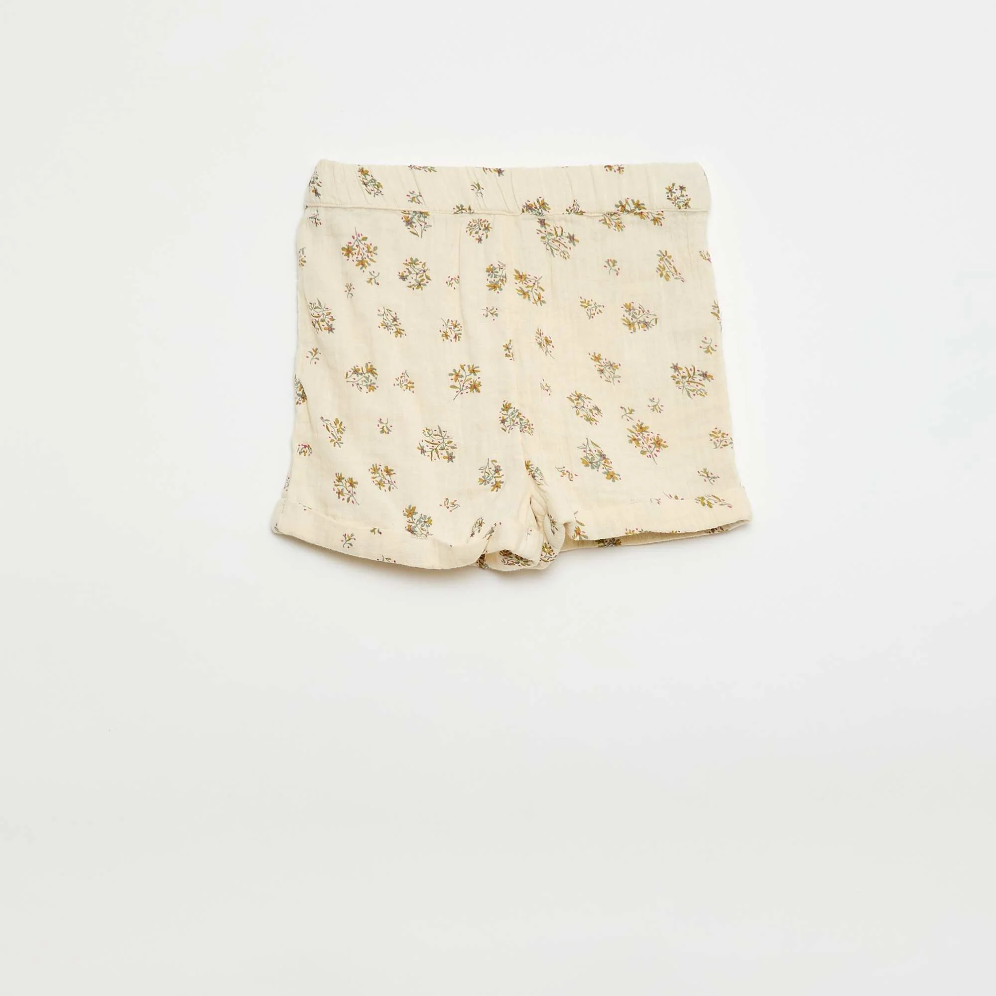Patterned Cotton Gauze Shorts BEIGE - Image 2