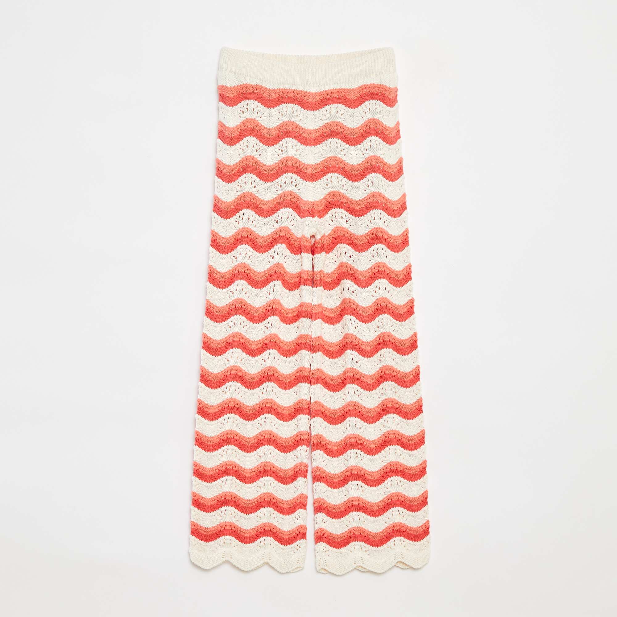 Patterned crochet trousers RED