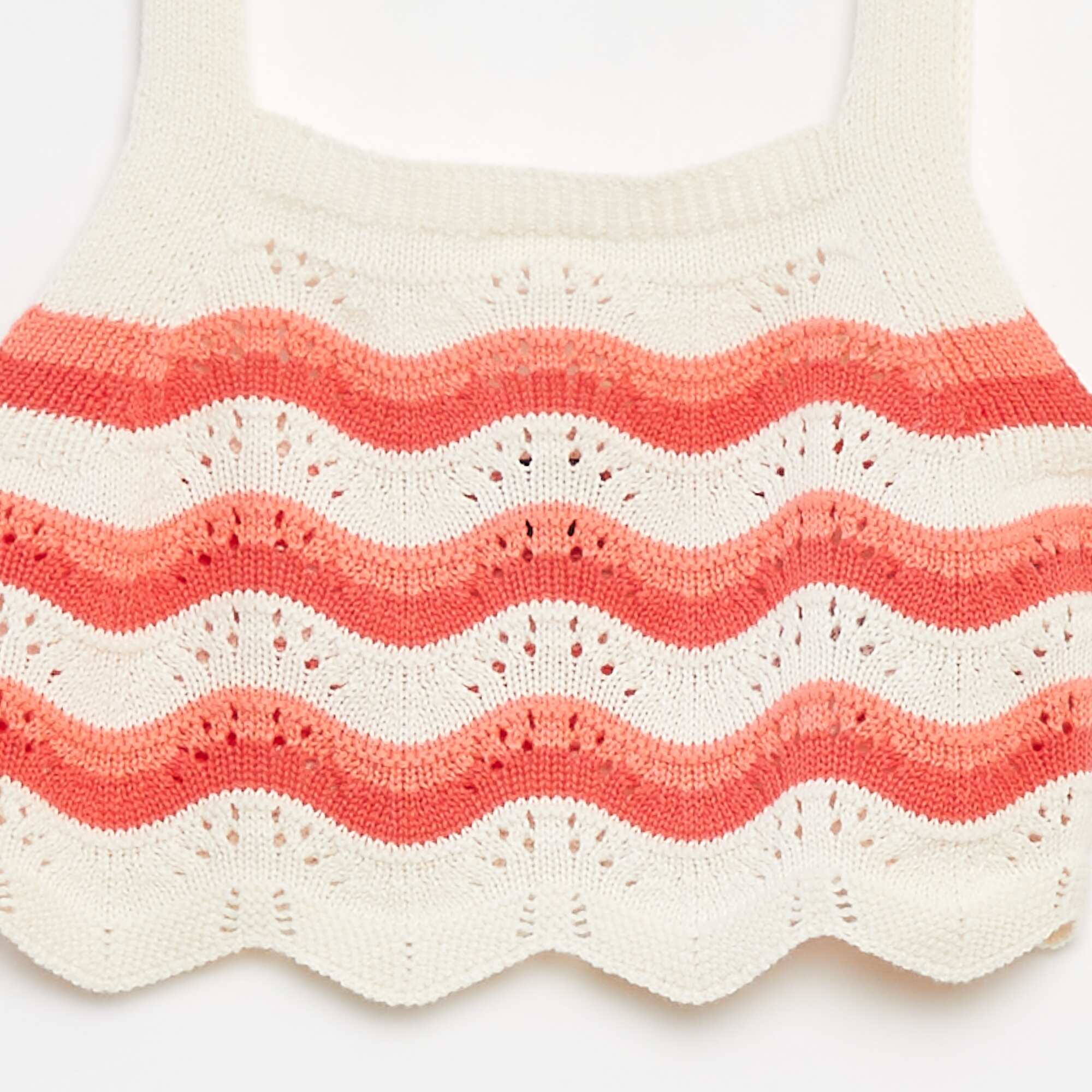 Patterned crochet vest top BEIGE - Image 2