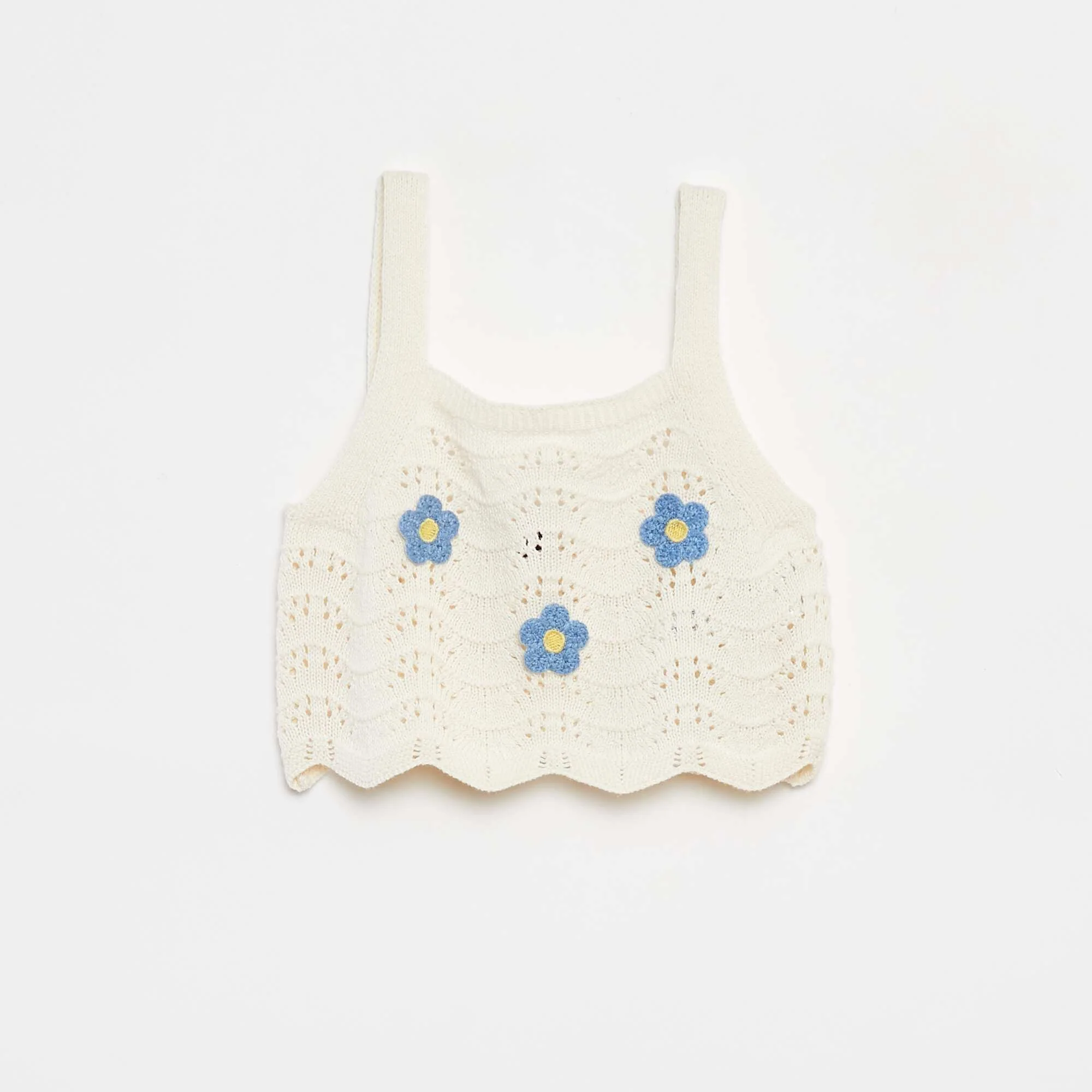 Patterned crochet vest top WHITE