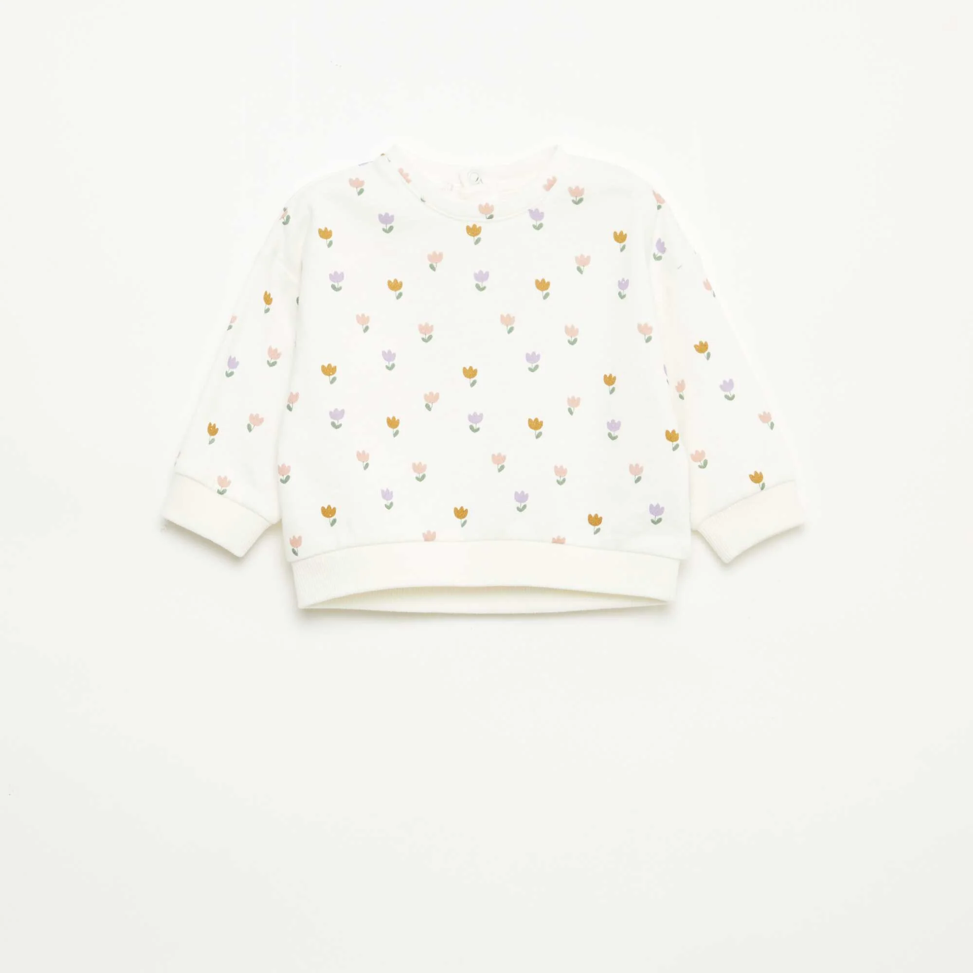 Patterned Fleece Sweatshirt WHITE