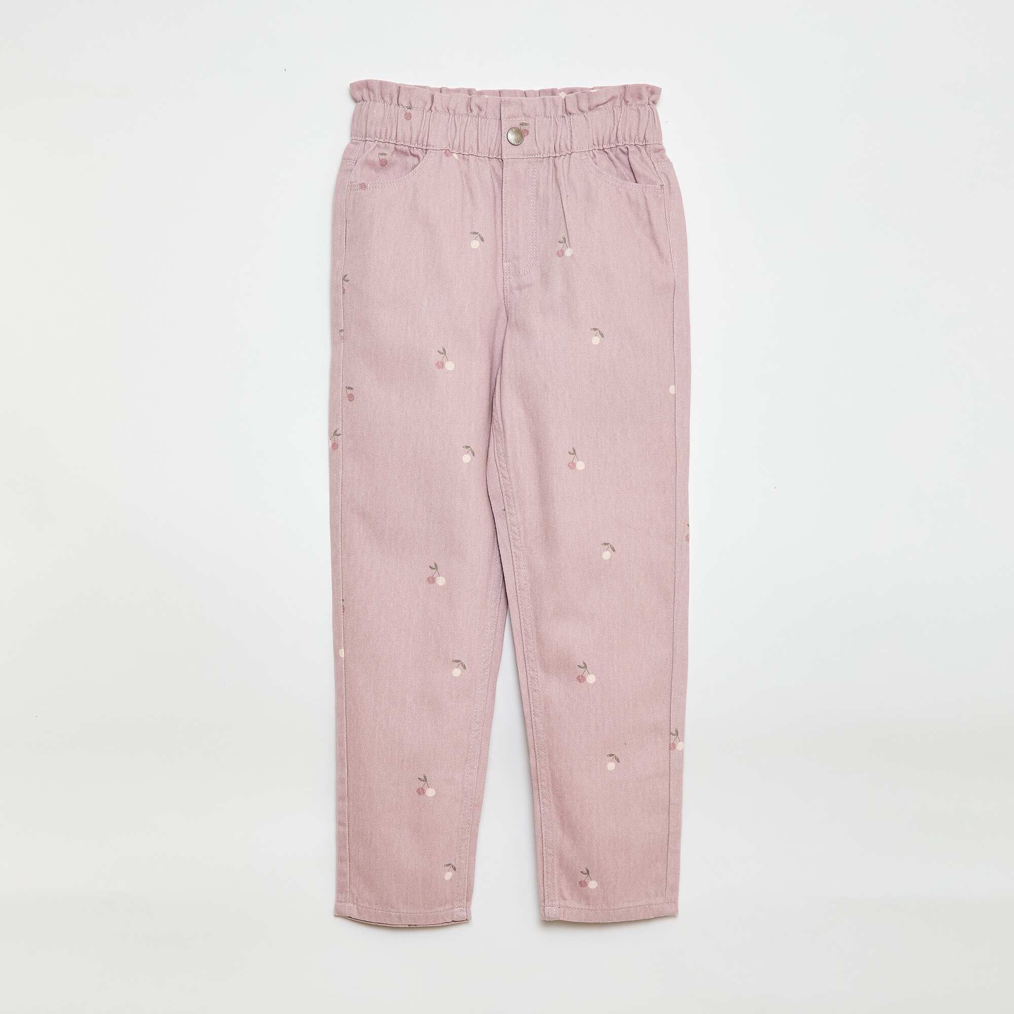 Patterned Mom Fit Denim Trousers PINK