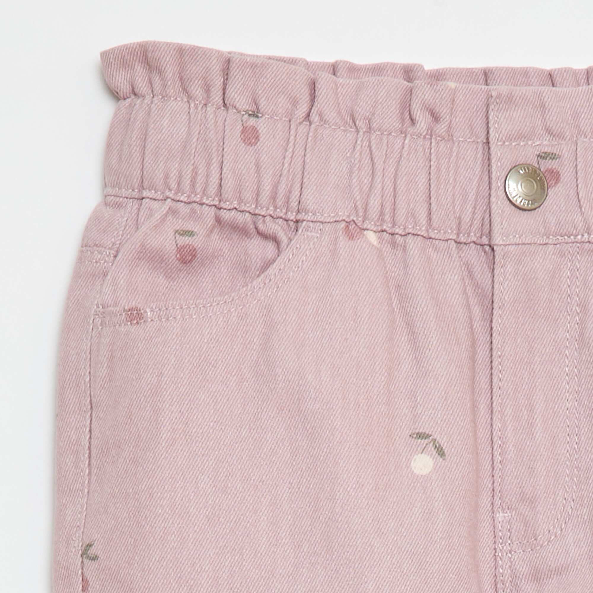 Patterned Mom Fit Denim Trousers PINK - Image 3