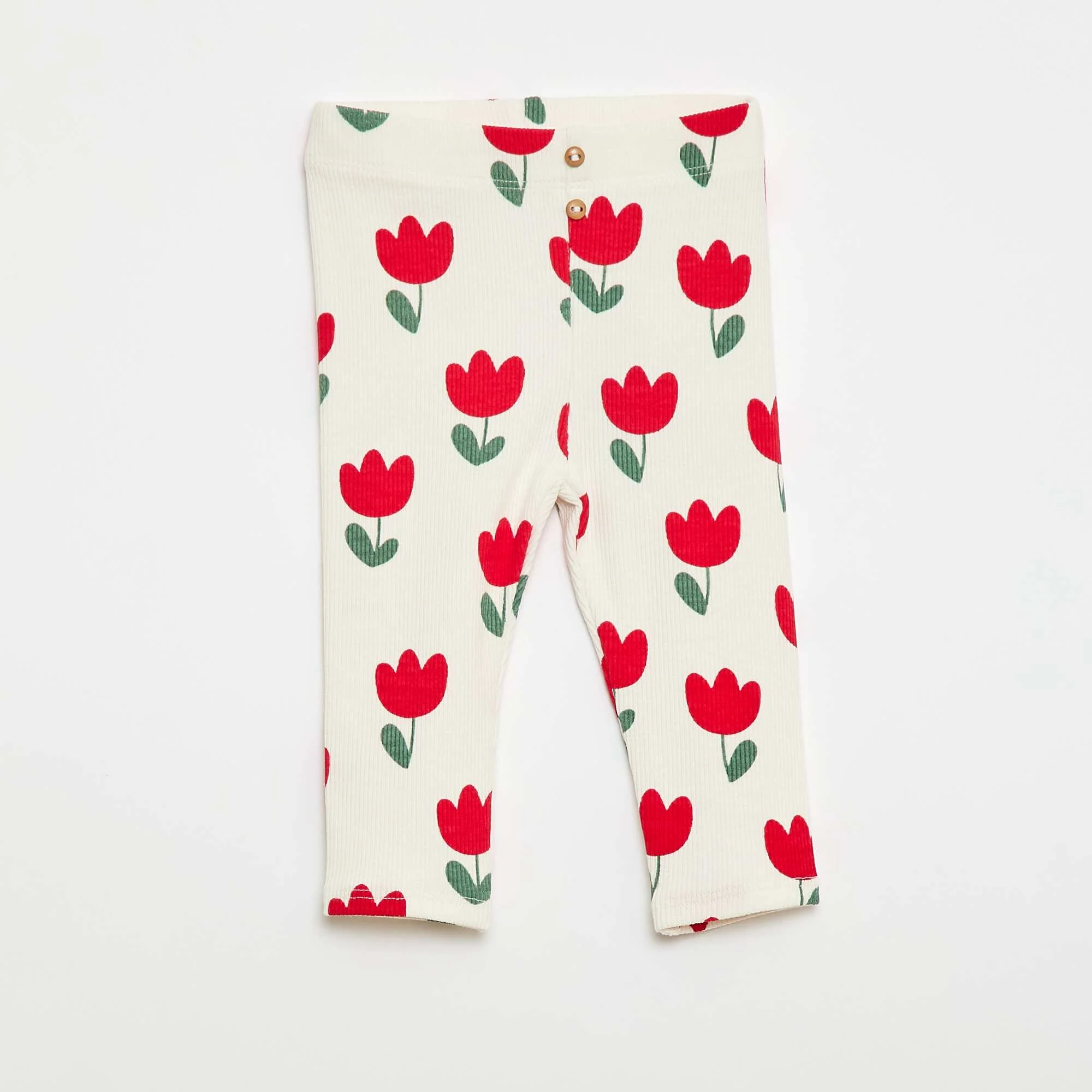 Patterned ribbed long leggings WHITE