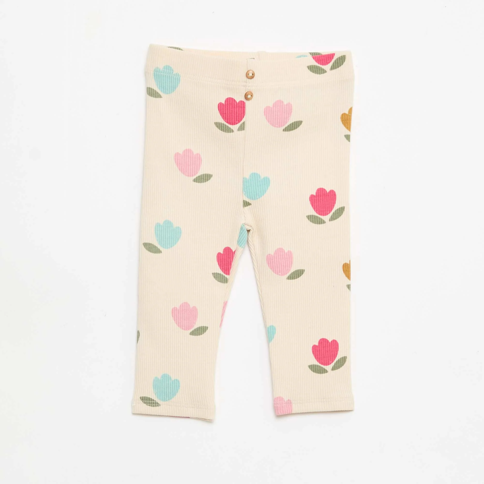 Patterned ribbed long leggings WHITE