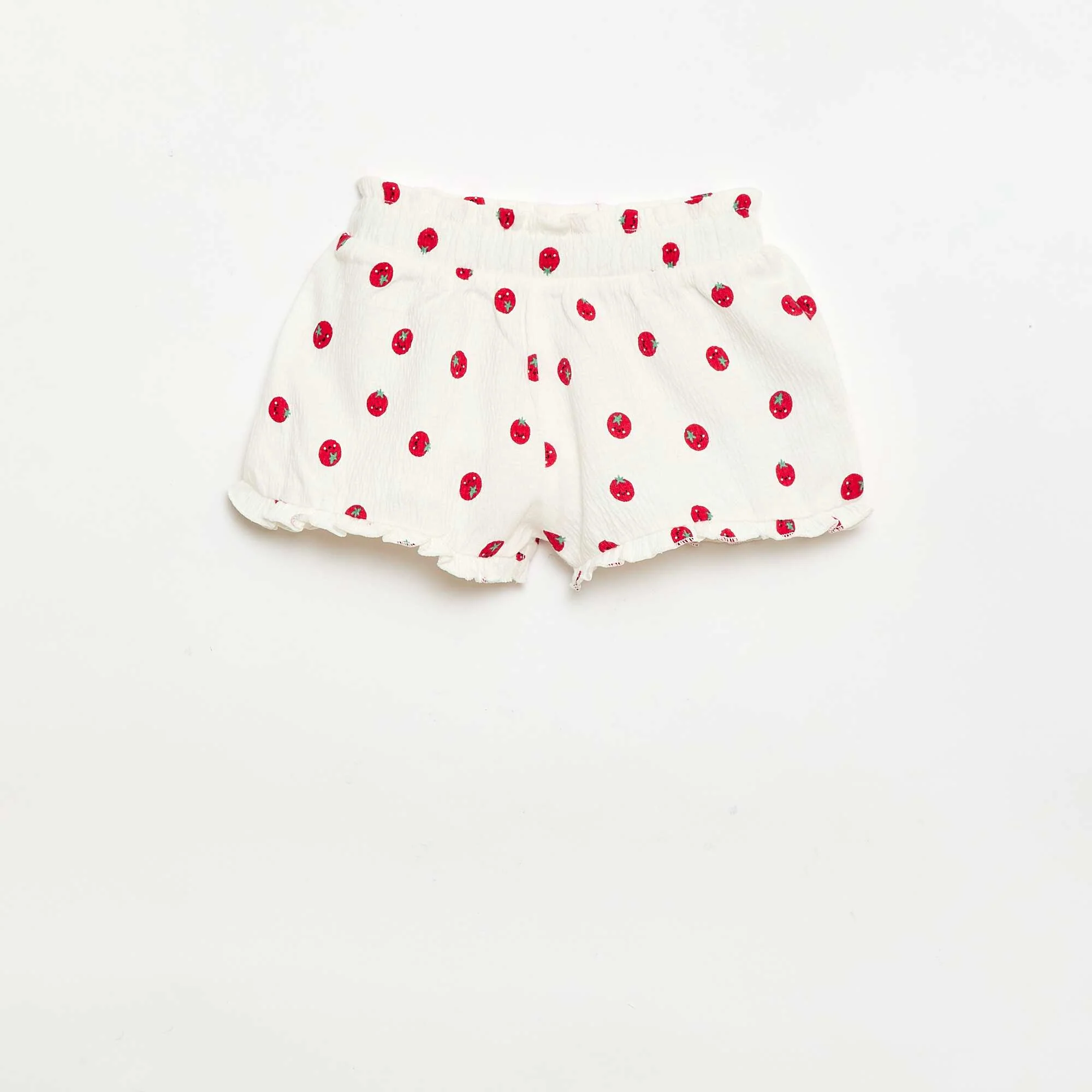 Patterned shorts with ruffled hem WHITE