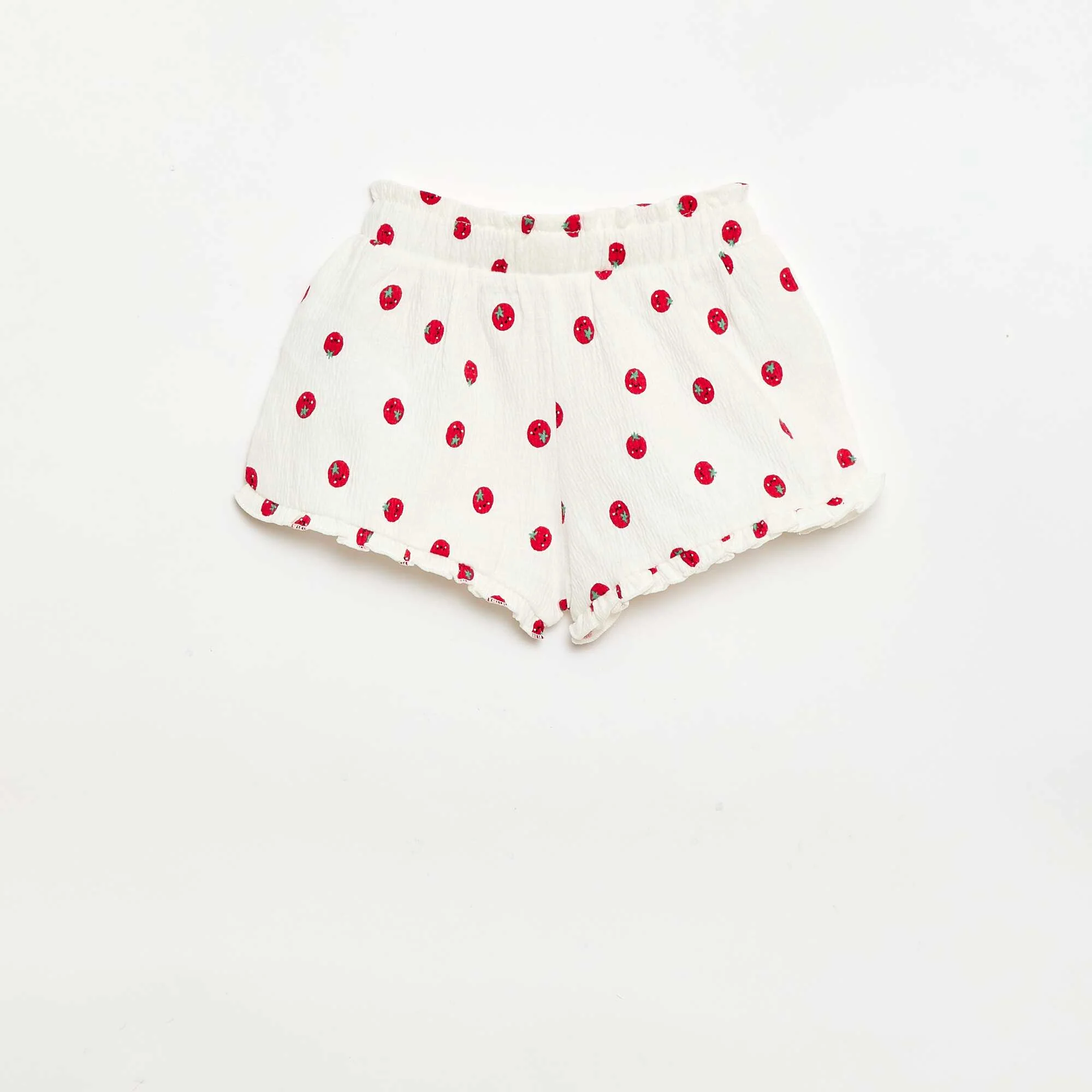 Patterned shorts with ruffled hem WHITE - Image 2
