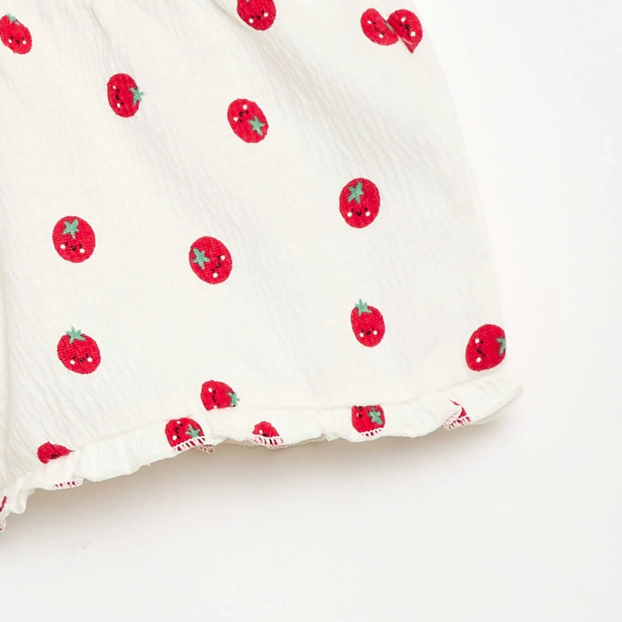 Patterned shorts with ruffled hem WHITE - Image 3