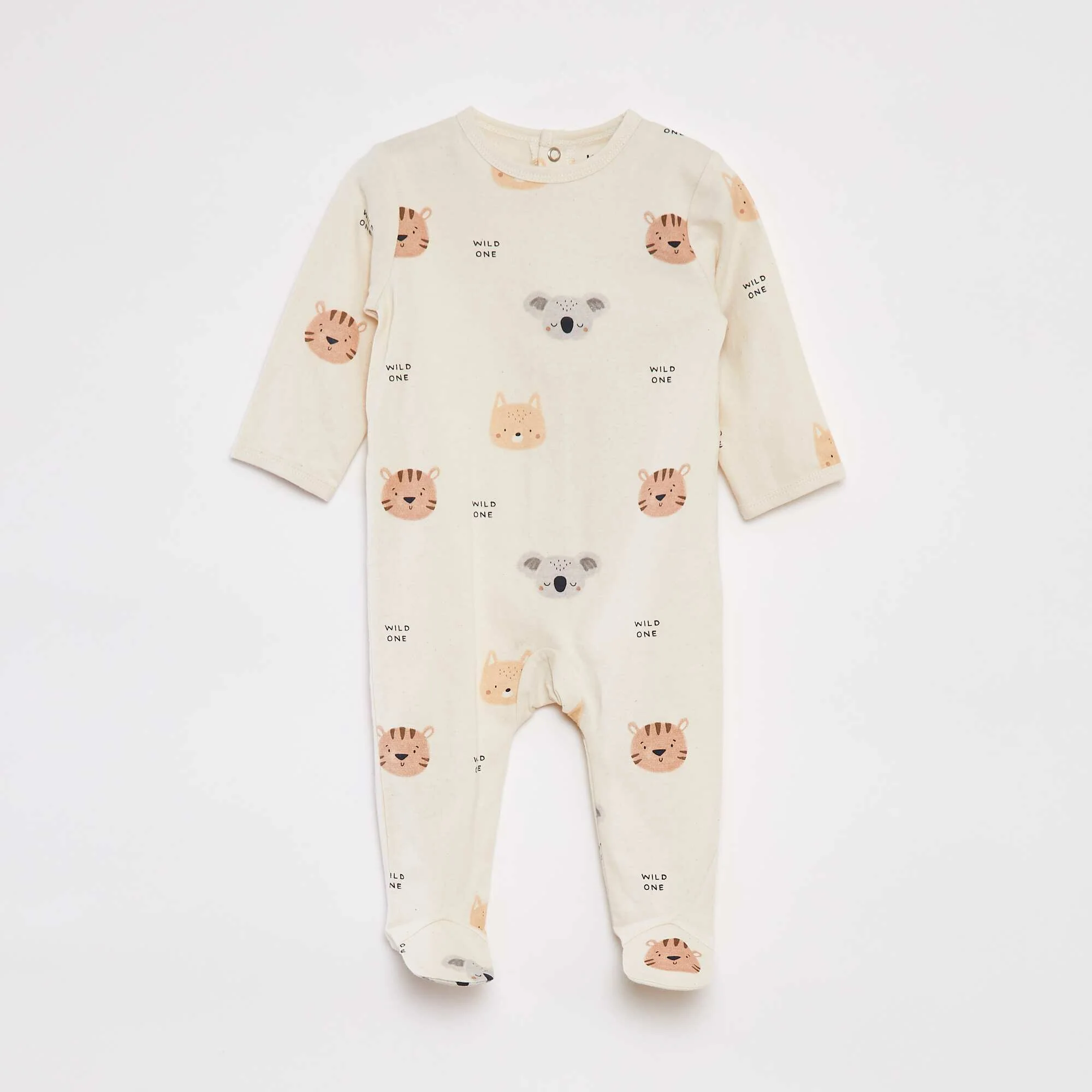 Patterned sleepsuit with feet WHITE