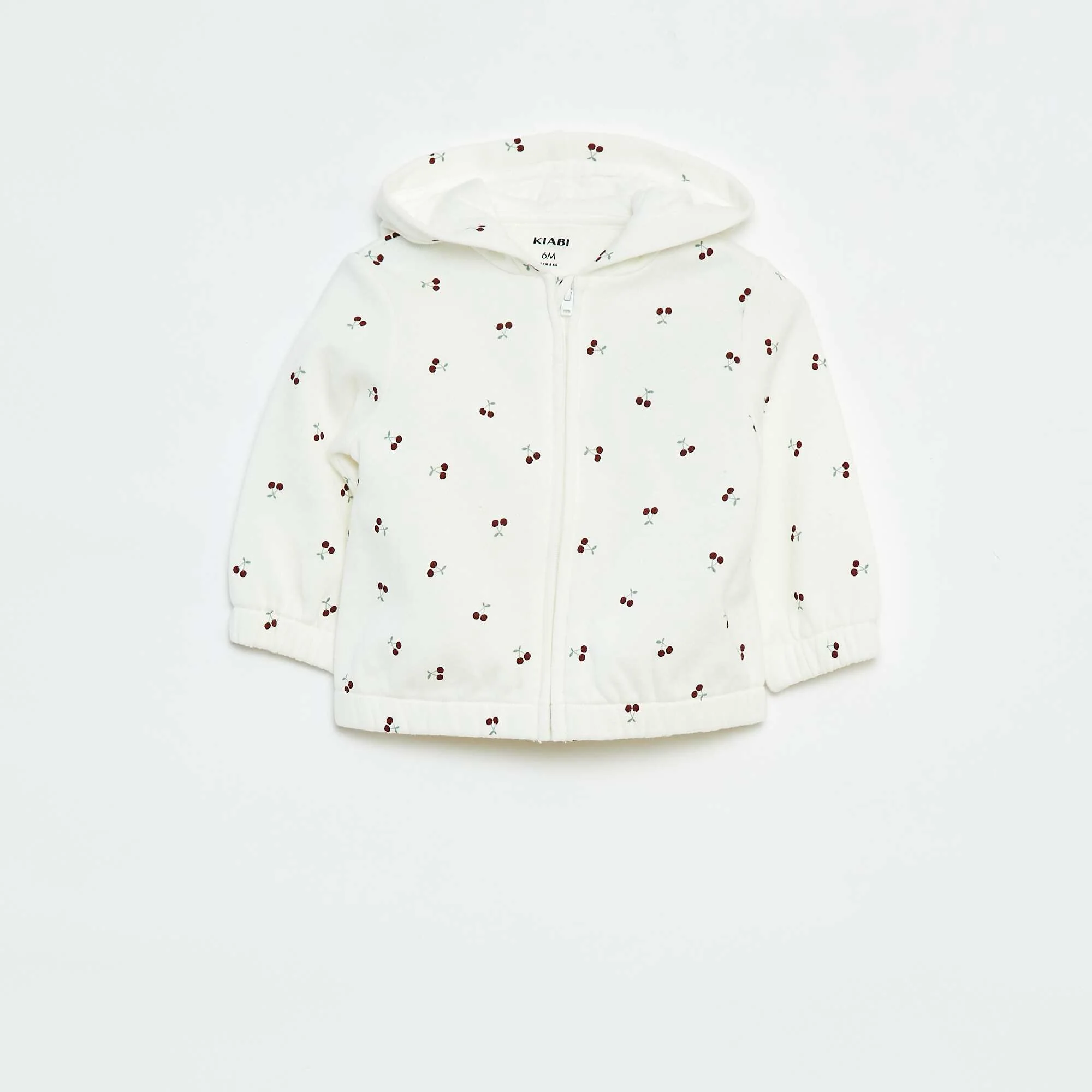 Patterned zip-up hoodie WHITE