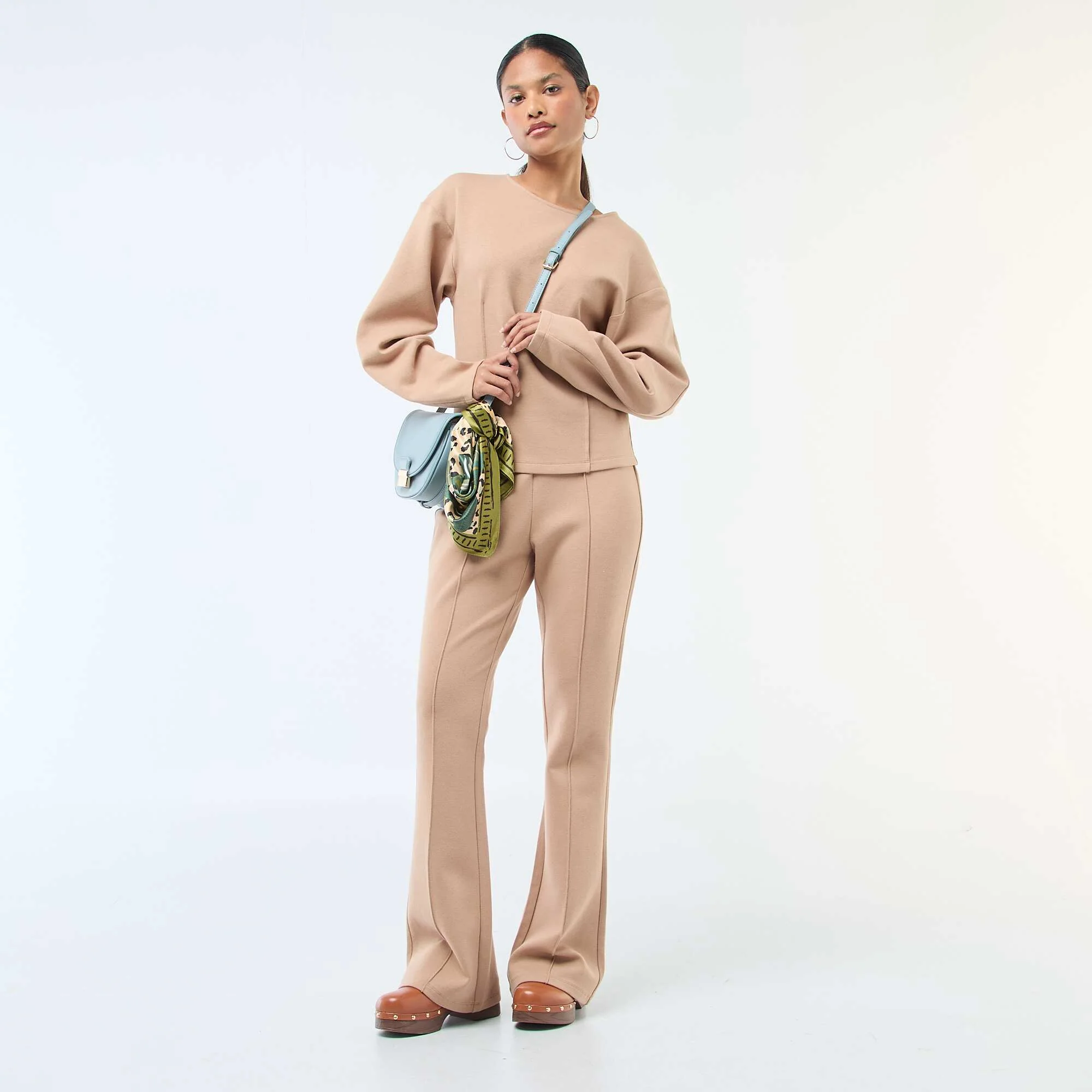 Peplum Sweatshirt with Round Neck BEIGE - Image 2