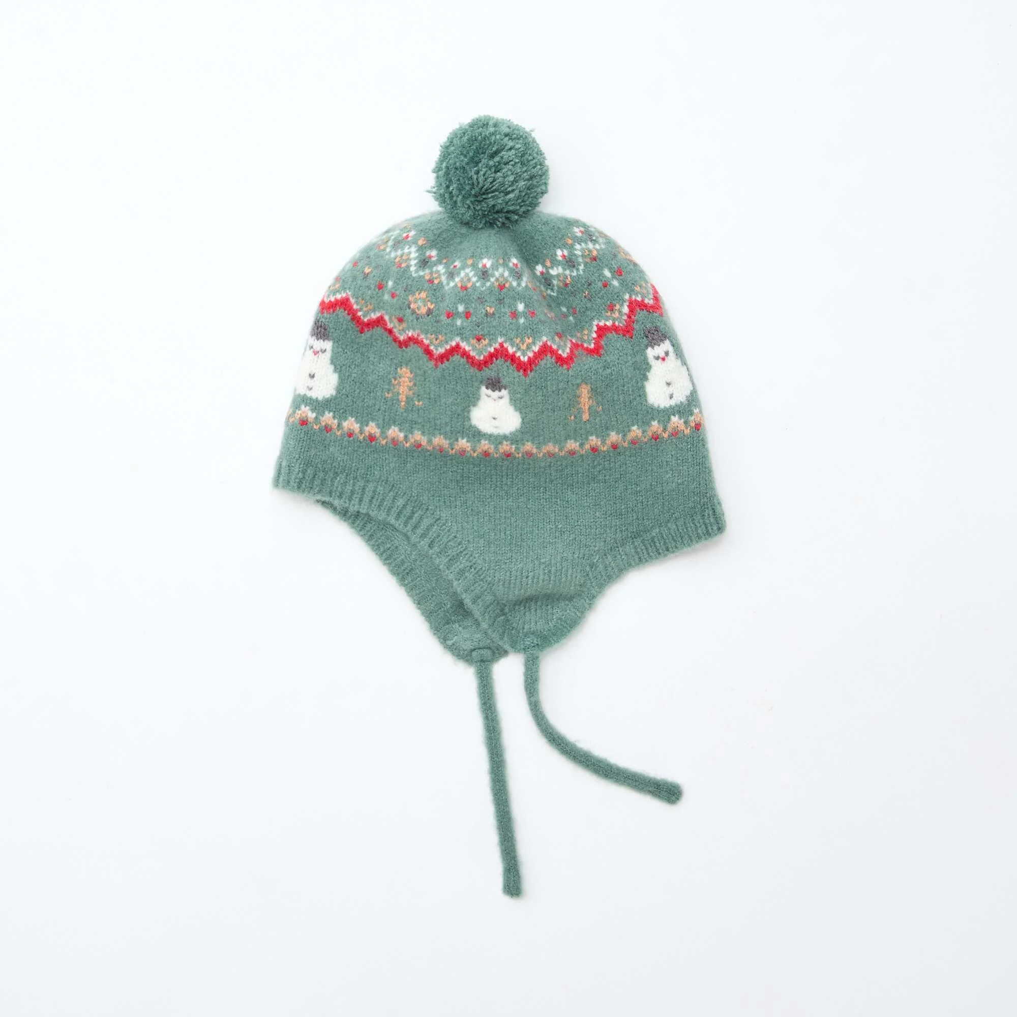 Peruvian Style 'Christmas' Pattern Beanie GREEN - Image 3