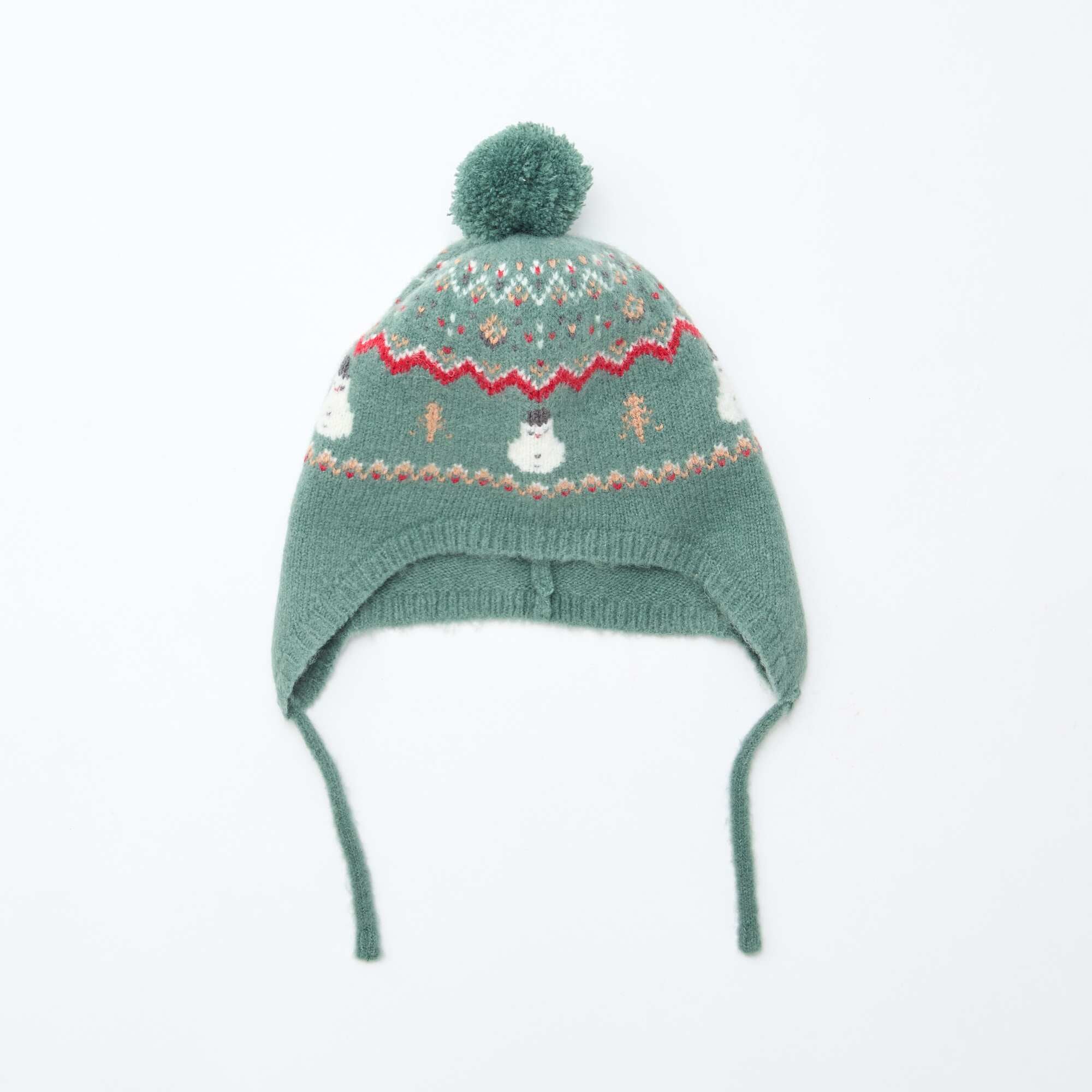 Peruvian Style 'Christmas' Pattern Beanie GREEN - Image 5