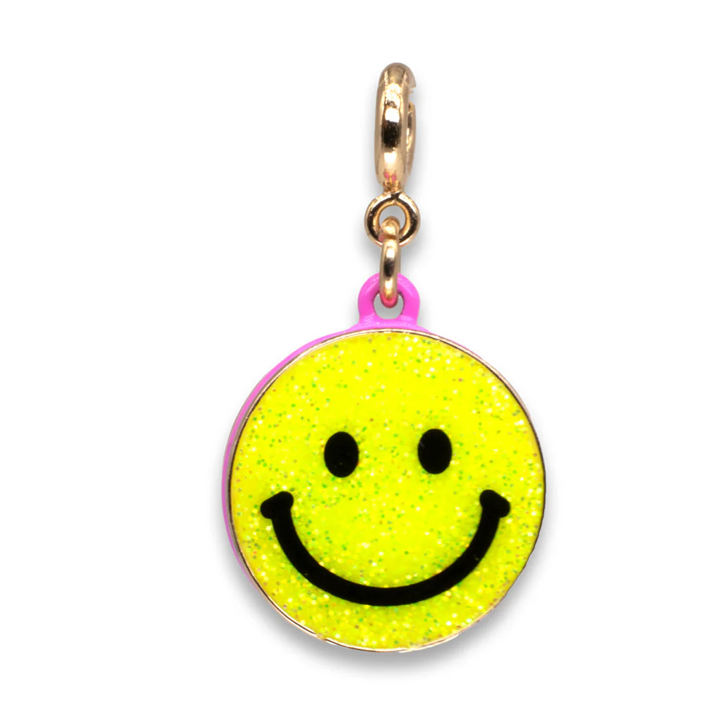 Gold Glitter Smiley Face Charm - Image 2