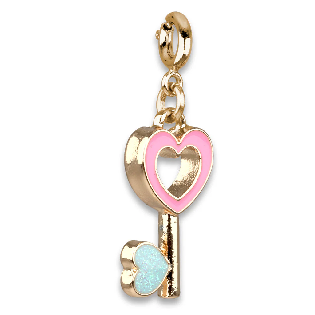Gold Heart Key Charm - Image 2