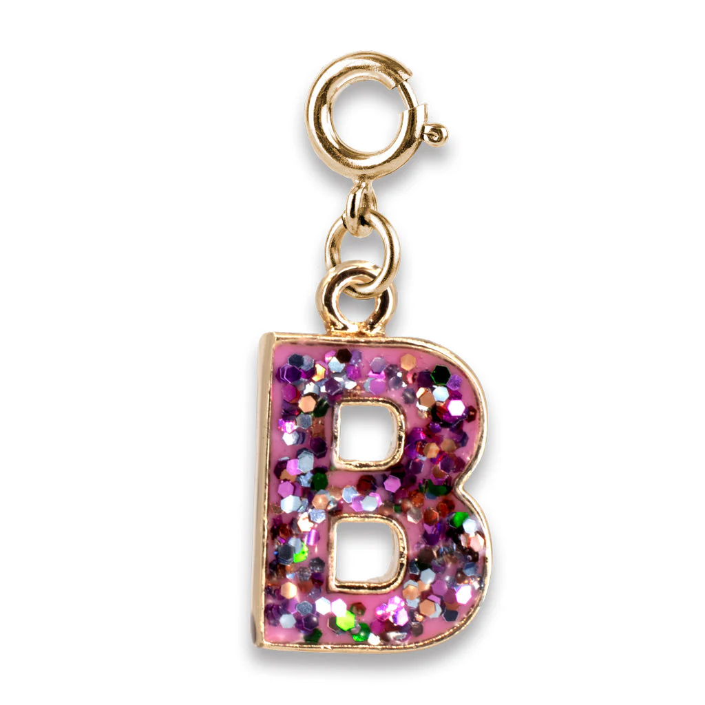 Gold Glitter Initials - B Charm