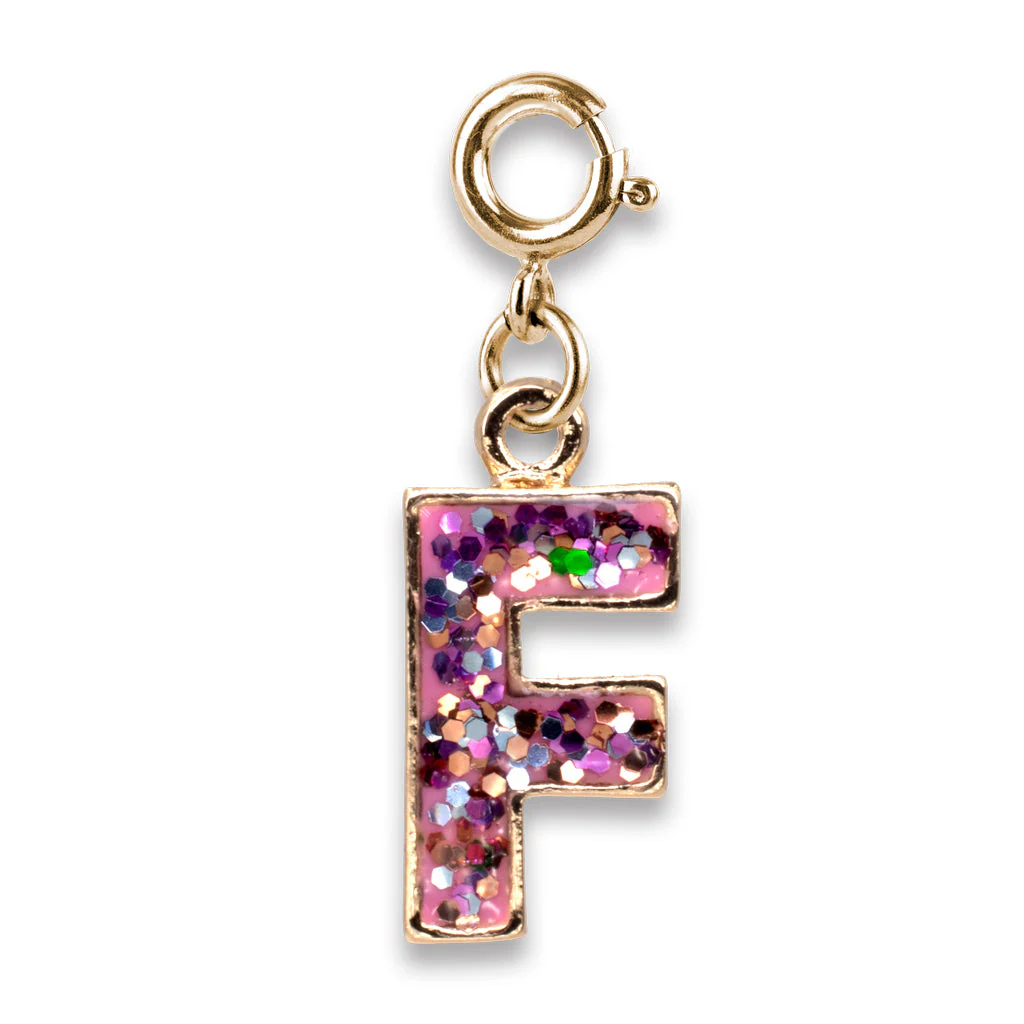 Gold Glitter Initials - F Charm