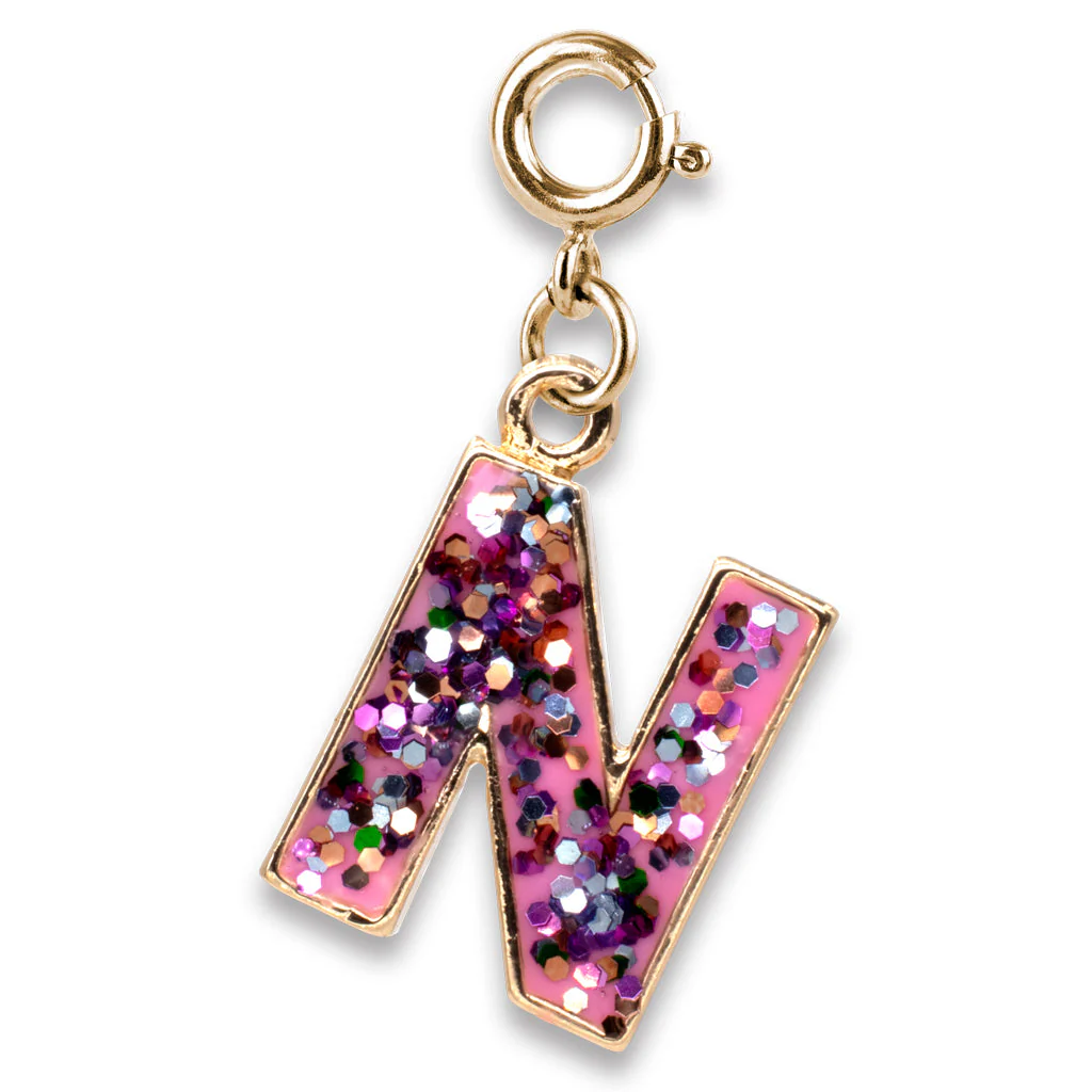 Gold Glitter Initials - N Charm