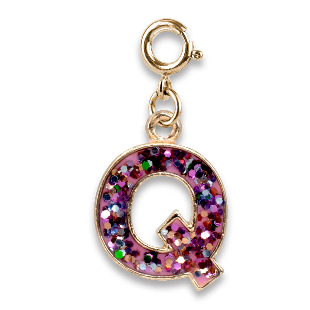 Gold Glitter Initials - Q Charm