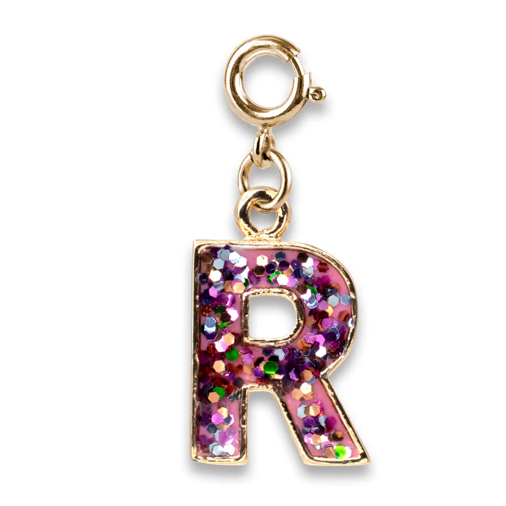 Gold Glitter Initials - R Charm