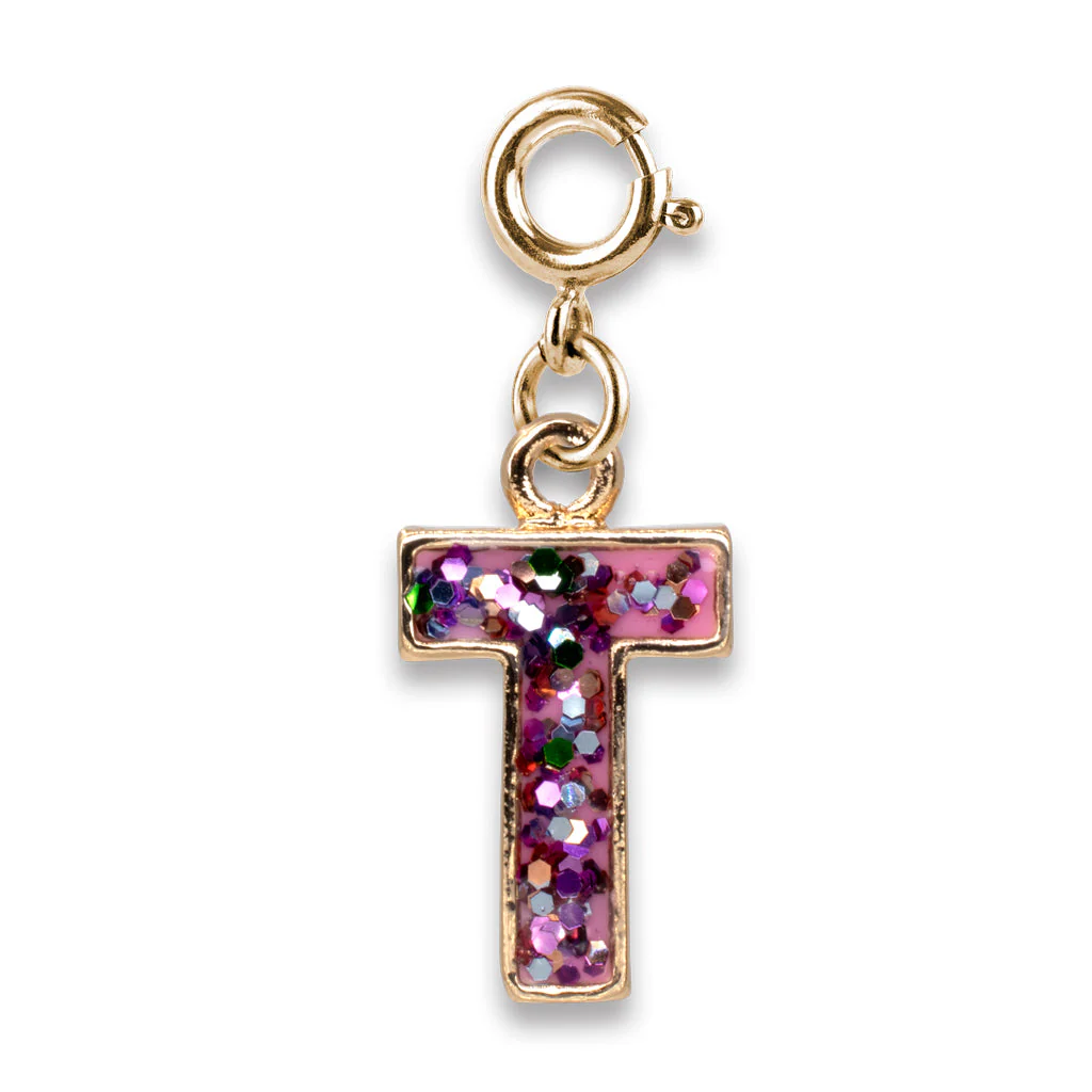 Gold Glitter Initials - T Charm