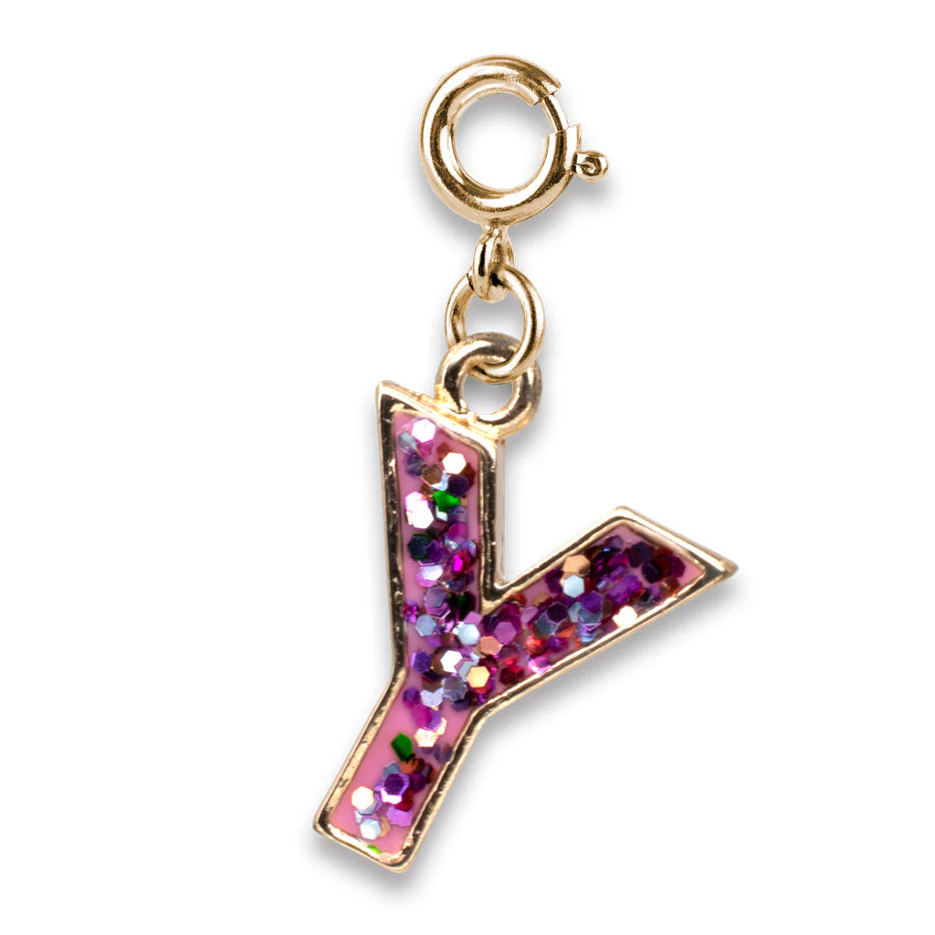 Gold Glitter Initials - Y Charm