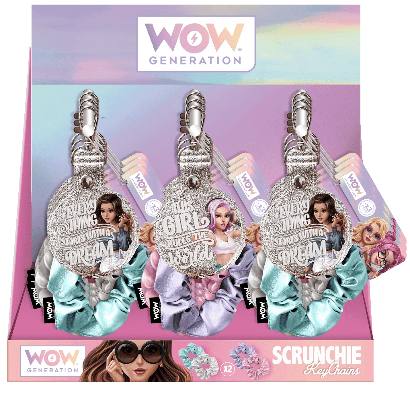 2 IN 1 SCRUNCHIE KEYCHAIN IN CDU WOW GENERATION - Image 5
