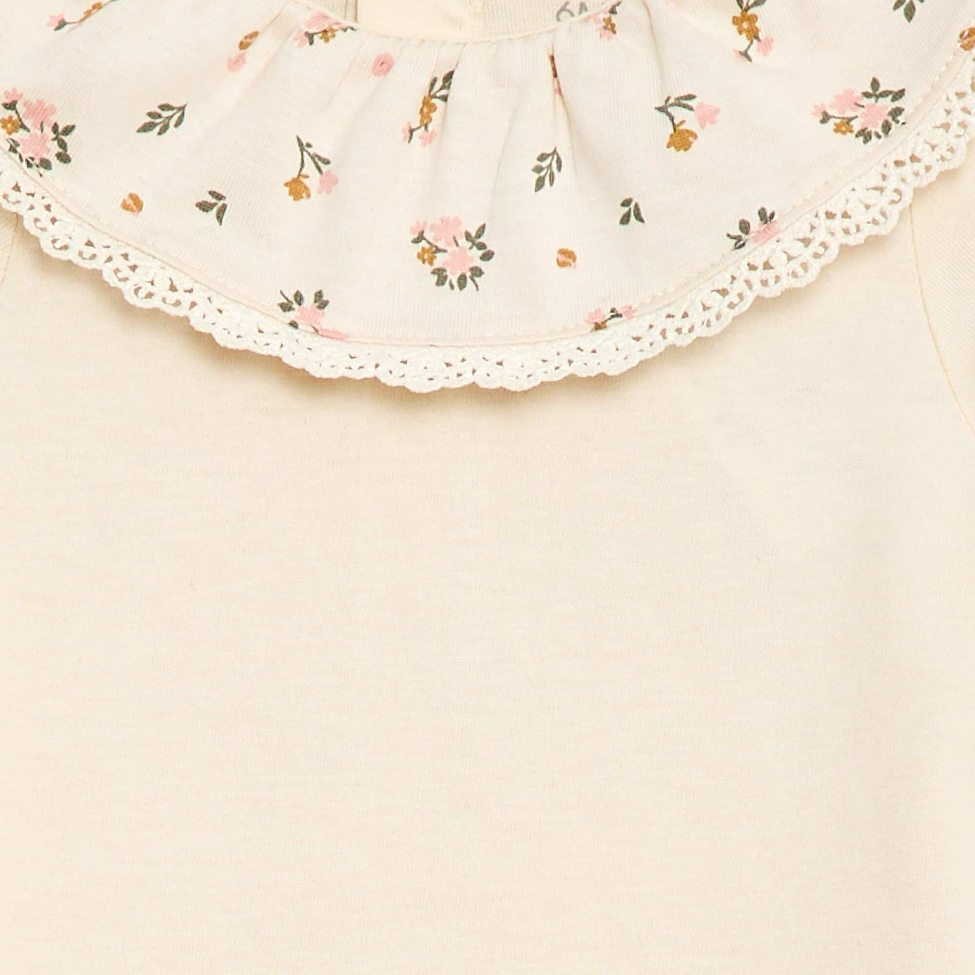 Plain Bodysuit with Printed Peter Pan Collar WHITE - Image 3