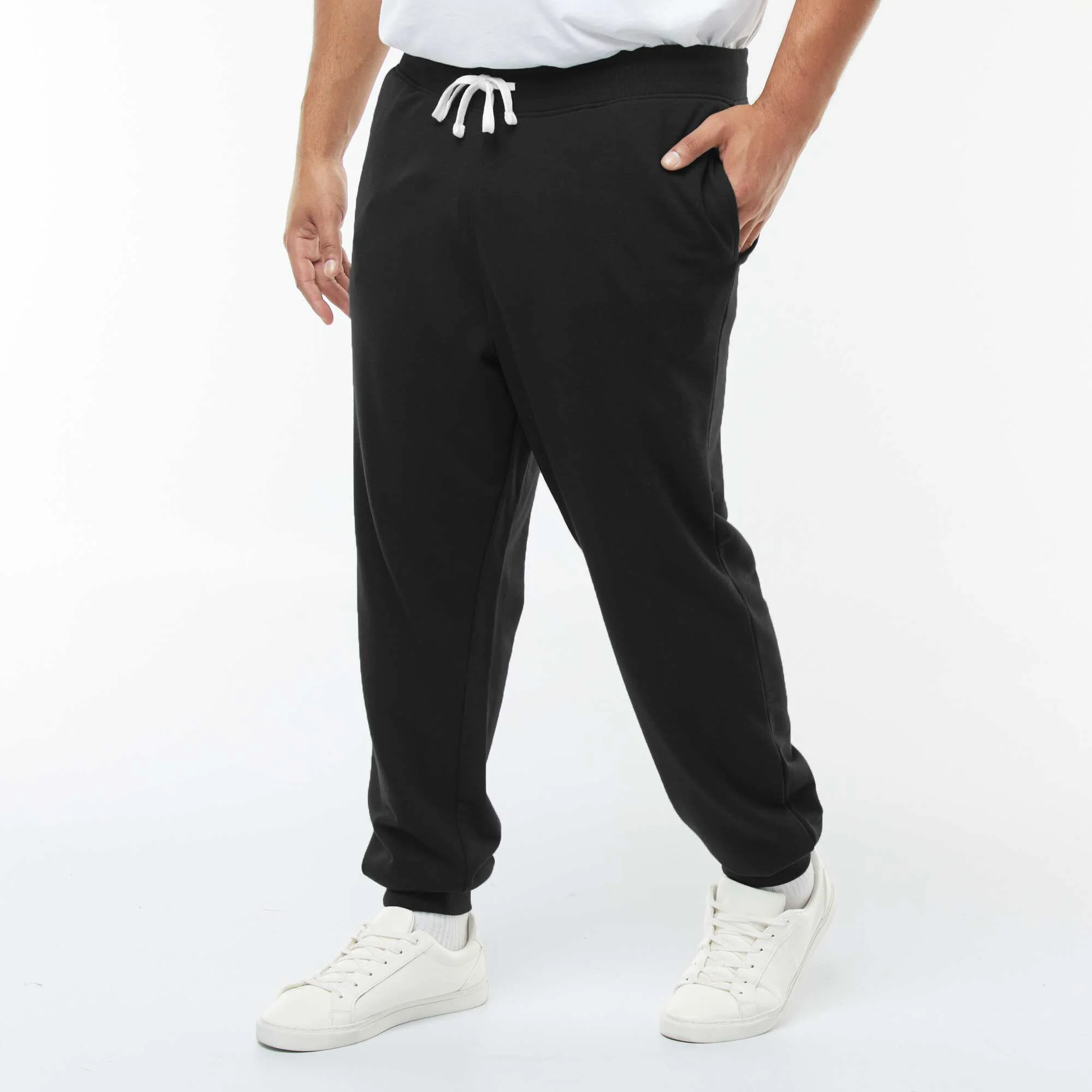Plain brushed sweatshirt fabric joggers BLACK - Image 3