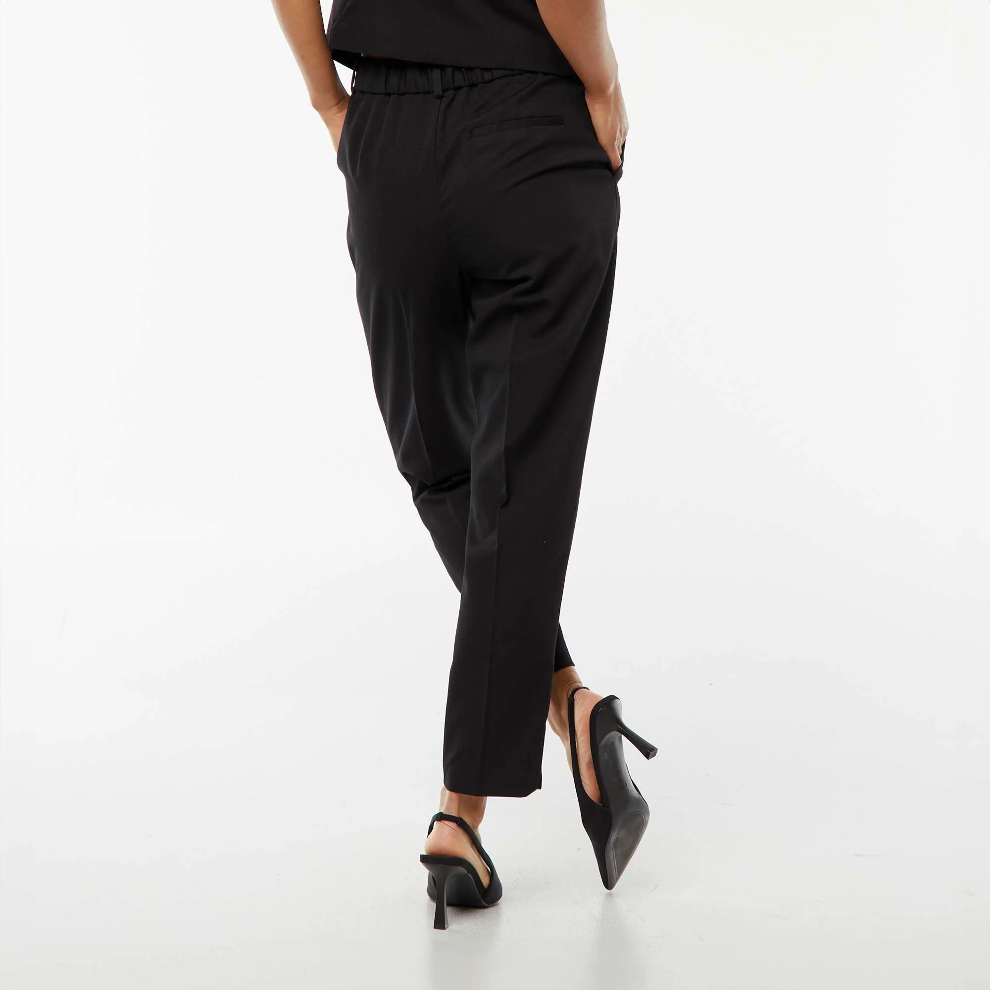Plain cigarette trousers with 2 pockets BLACK - Image 3