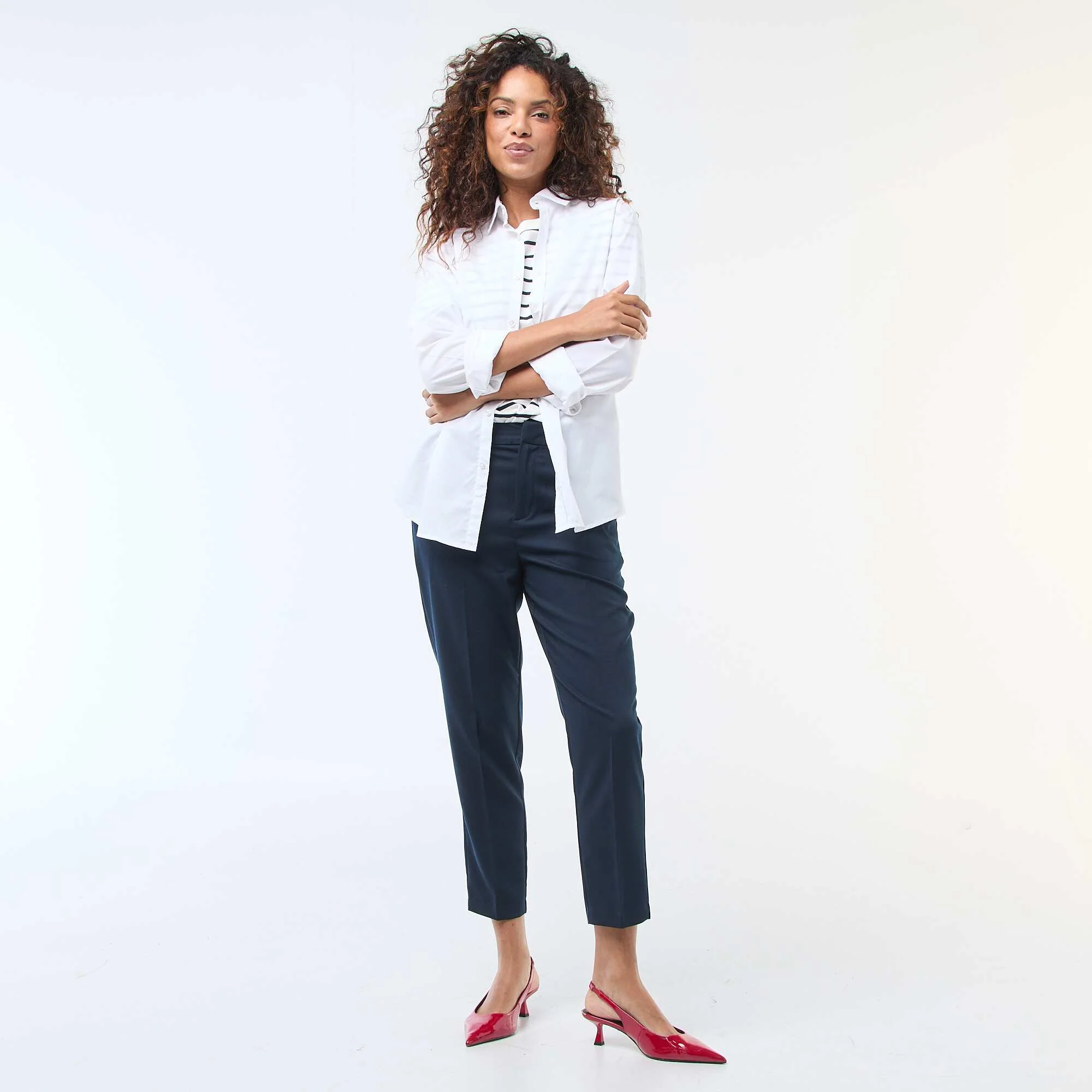 Plain cigarette trousers with 2 pockets BLUE