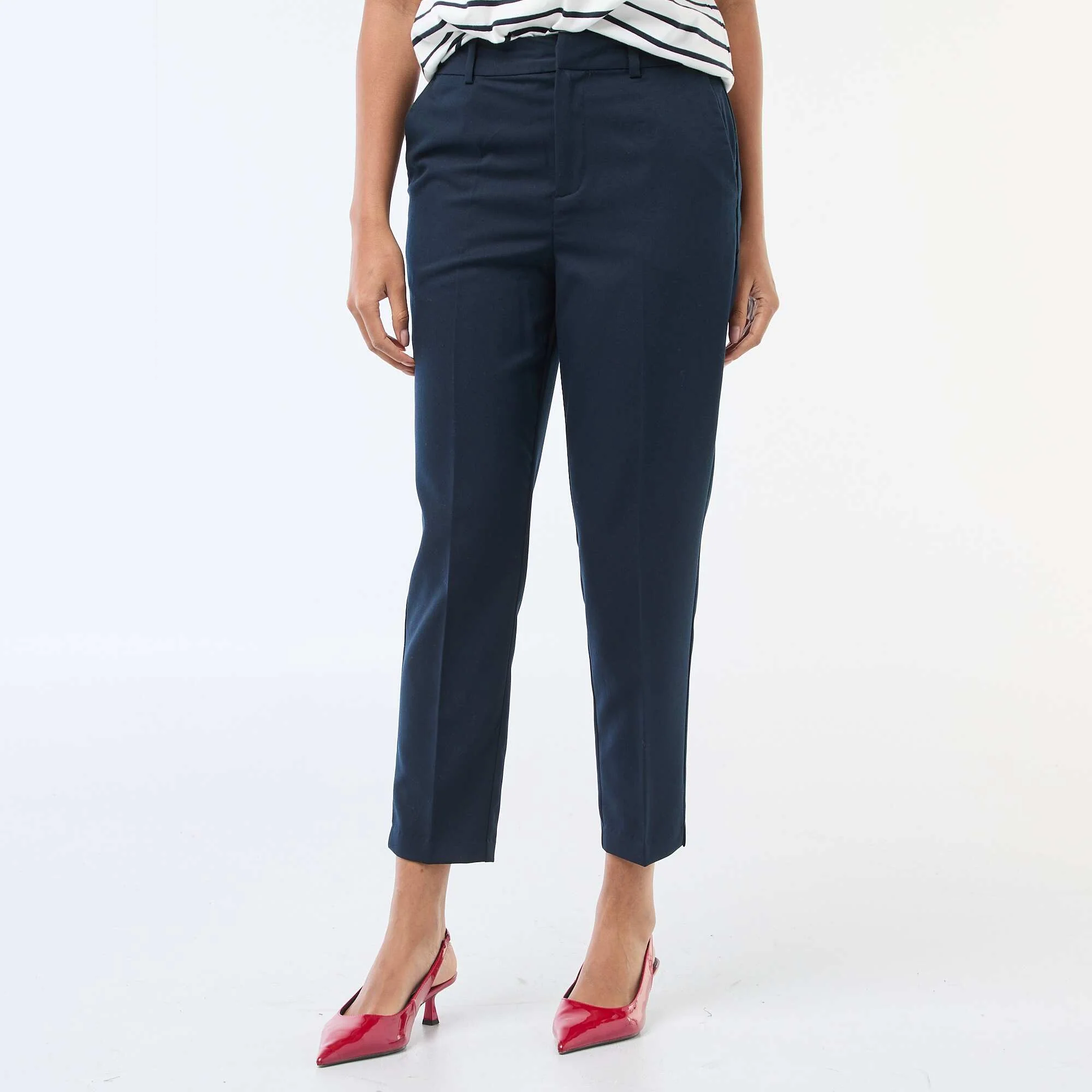 Plain cigarette trousers with 2 pockets BLUE - Image 2