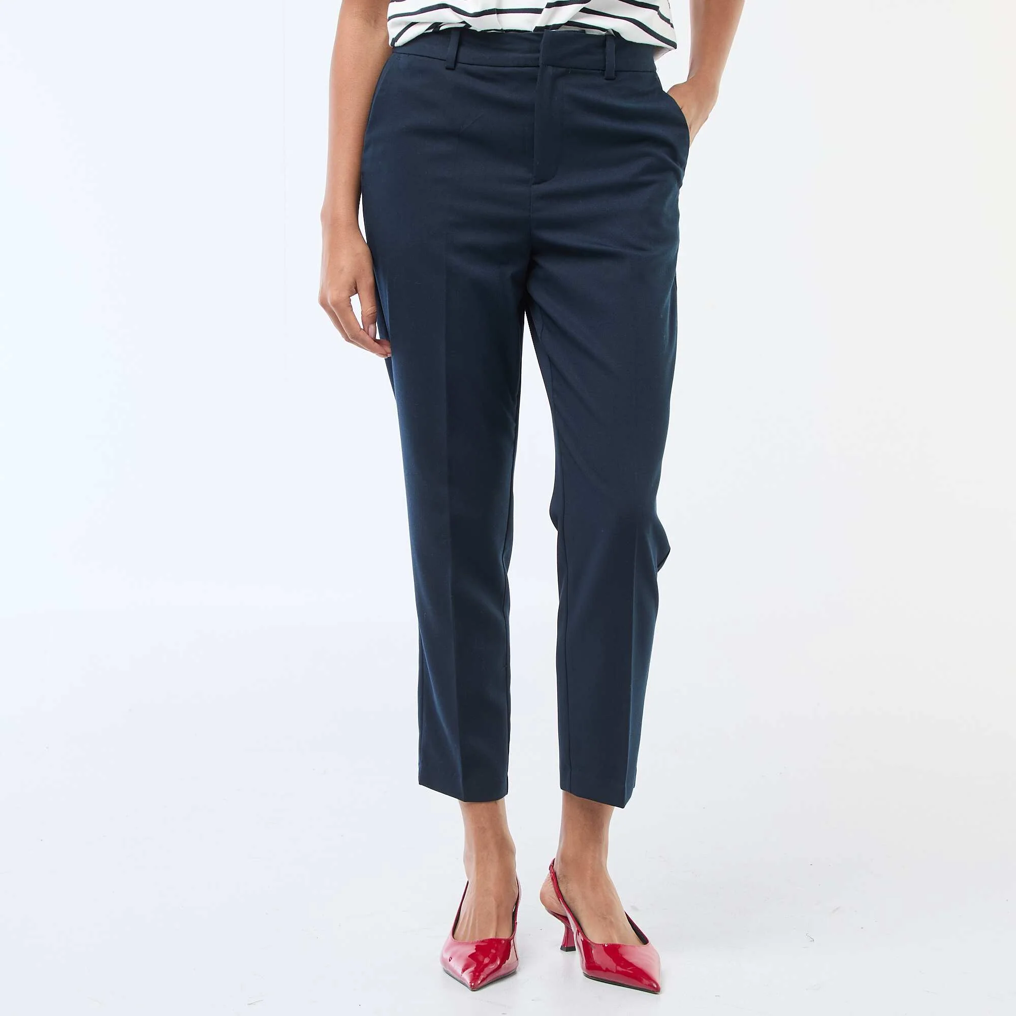 Plain cigarette trousers with 2 pockets BLUE - Image 4