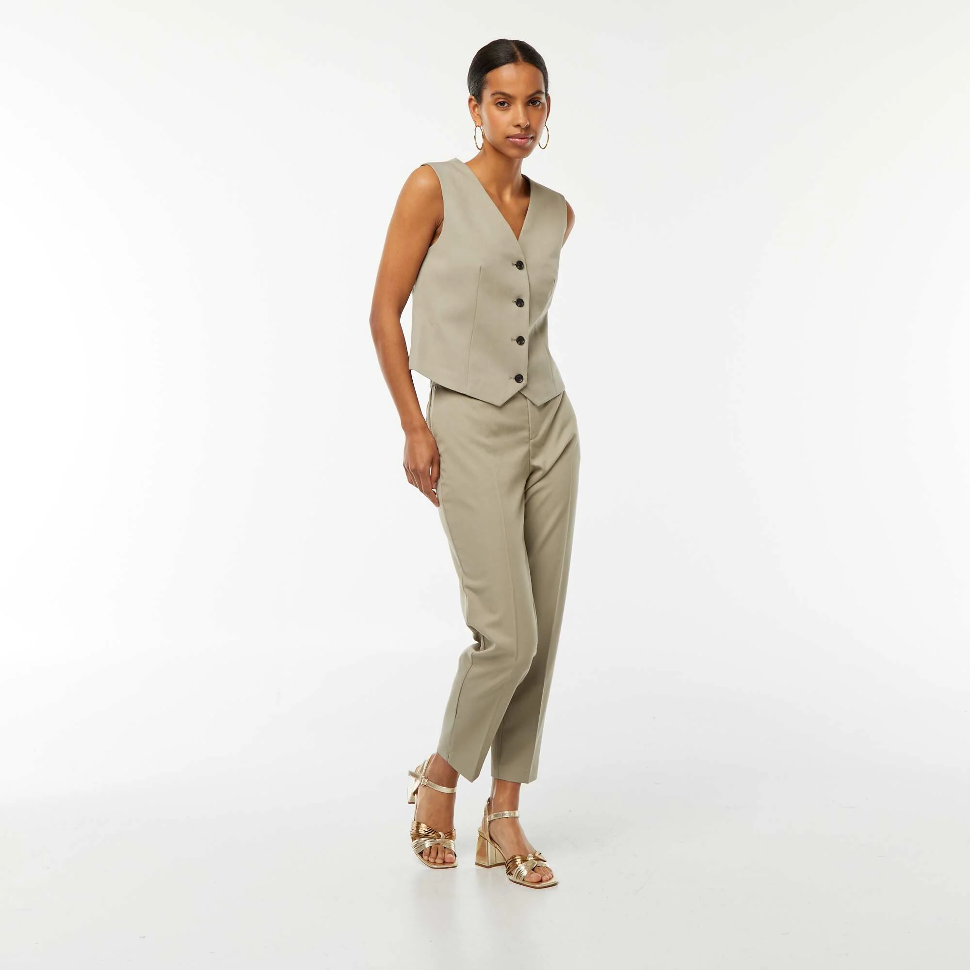 Plain cigarette trousers with 2 pockets GREEN