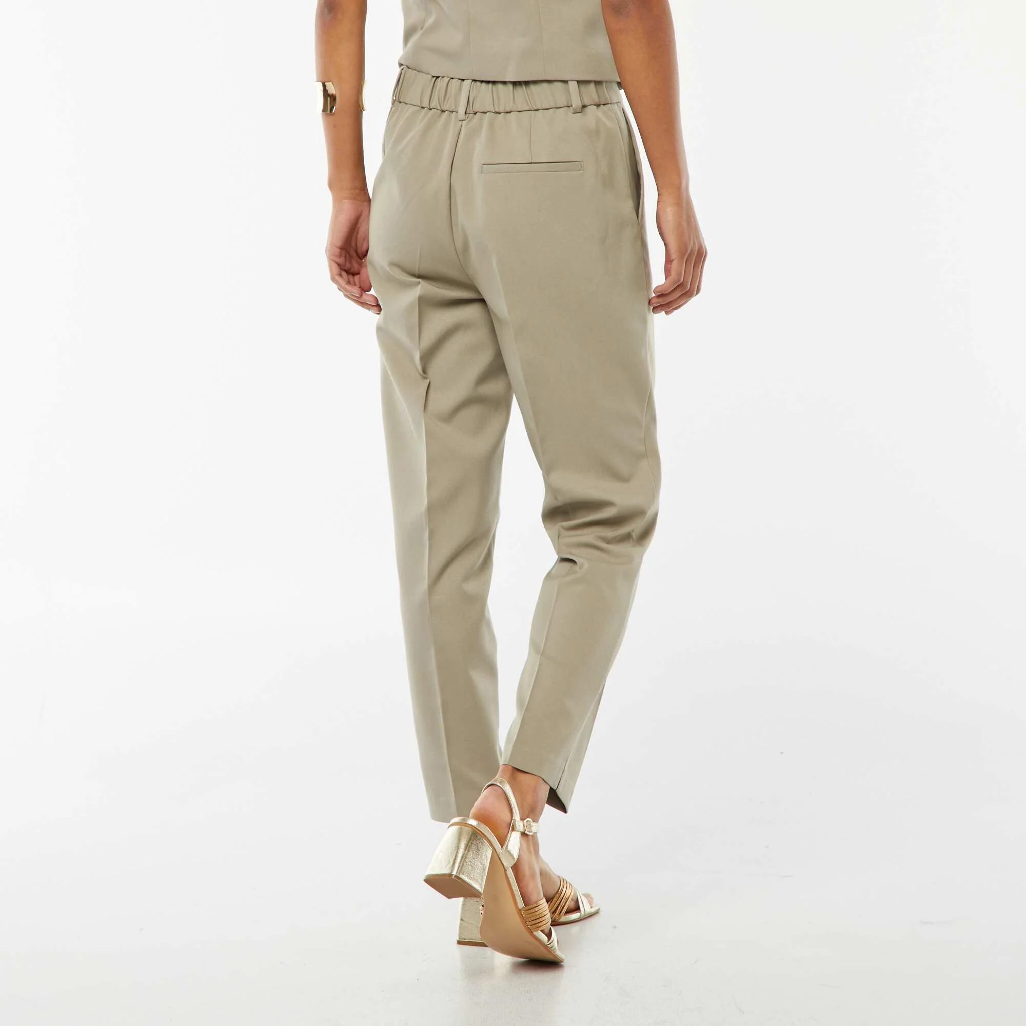 Plain cigarette trousers with 2 pockets GREEN - Image 3