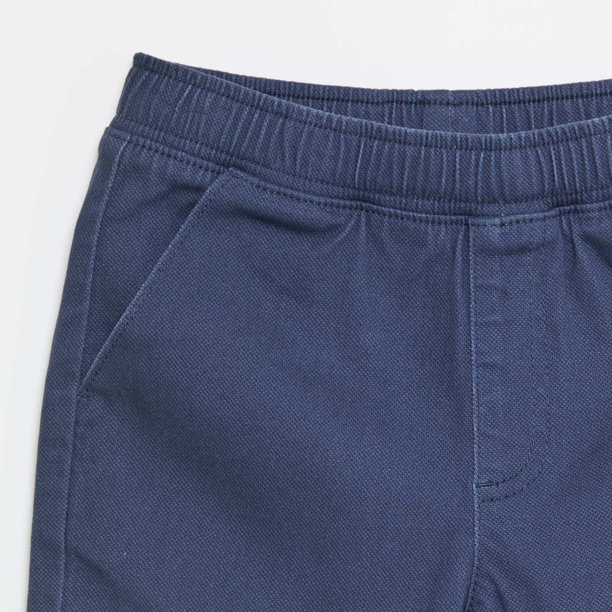 Plain Cotton Denim Bermuda Shorts BLUE - Image 3