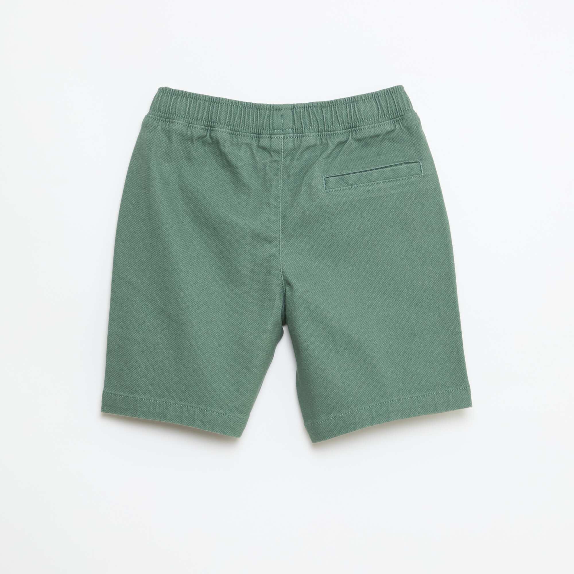 Plain Cotton Denim Bermuda Shorts GREEN - Image 2
