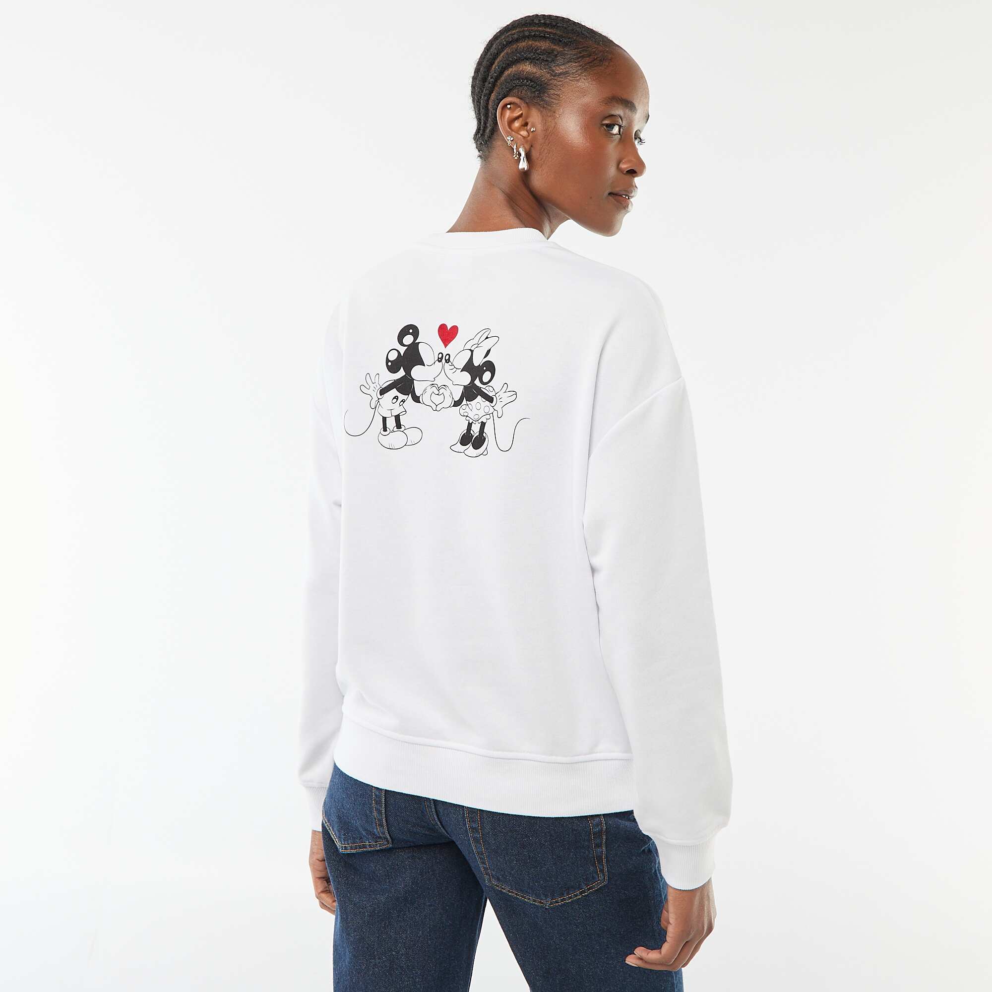 Plain cotton 'Disney' 'Mickey and Minnie' print sweatshirt WHITE - Image 2