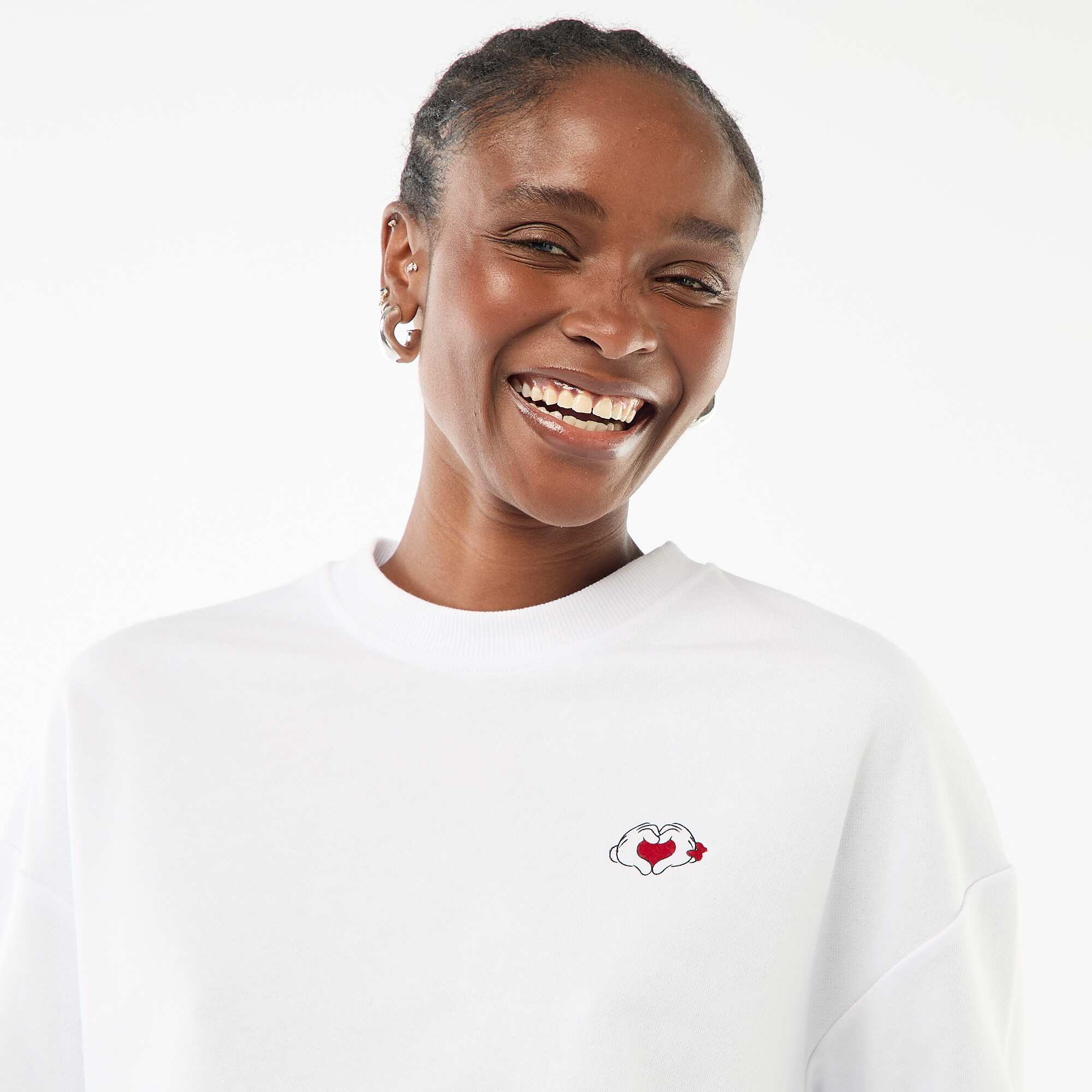 Plain cotton 'Disney' 'Mickey and Minnie' print sweatshirt WHITE - Image 4