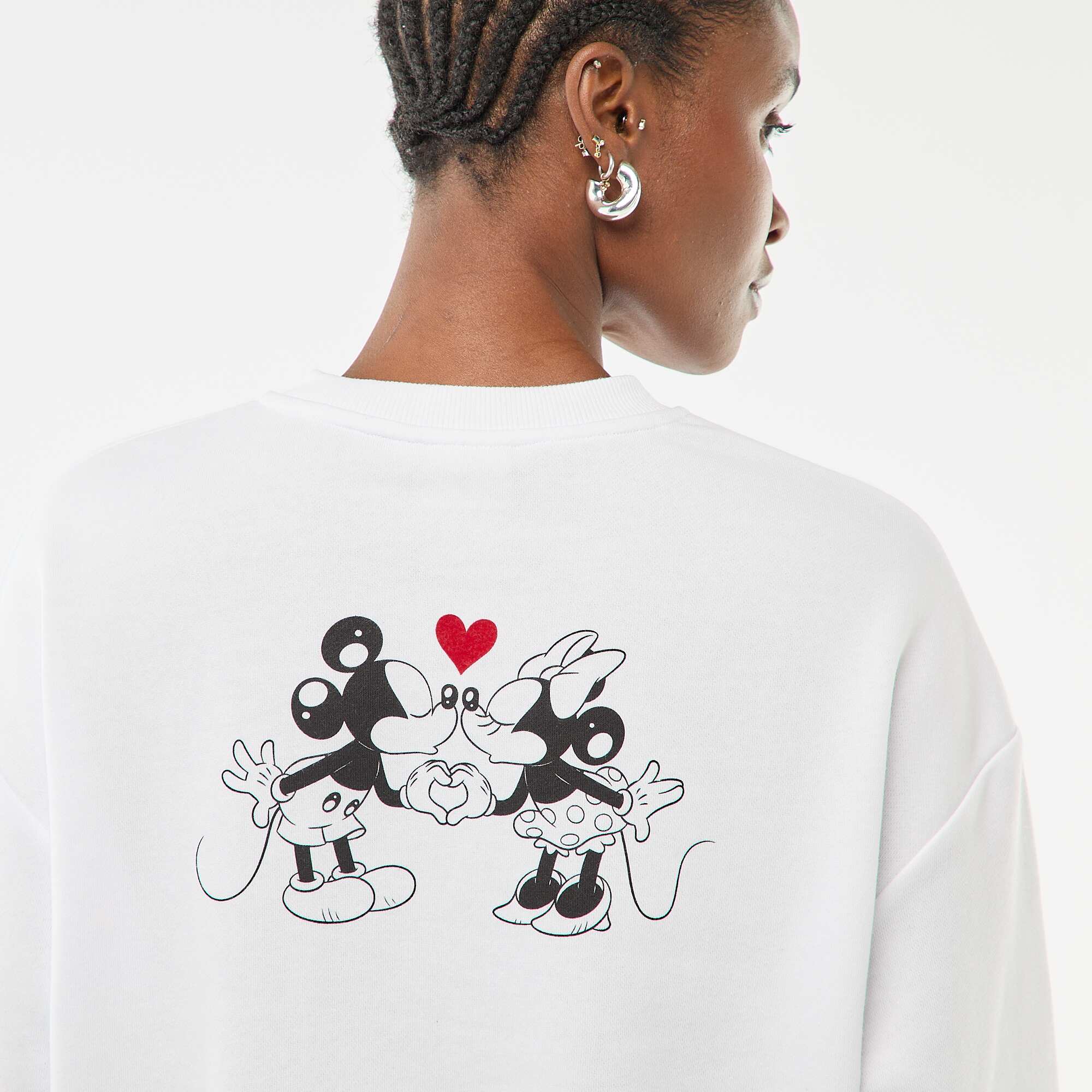 Plain cotton 'Disney' 'Mickey and Minnie' print sweatshirt WHITE - Image 6