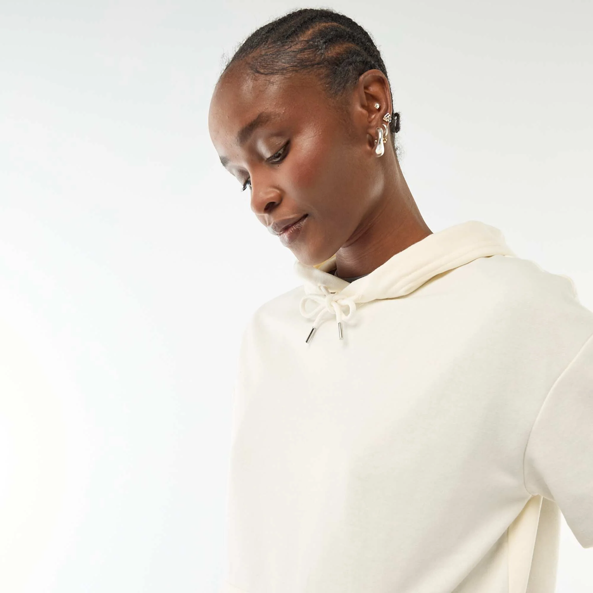 Plain Cotton Hoodie WHITE - Image 3