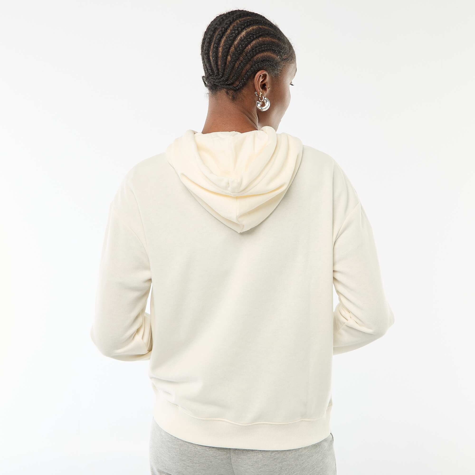 Plain Cotton Hoodie WHITE - Image 4