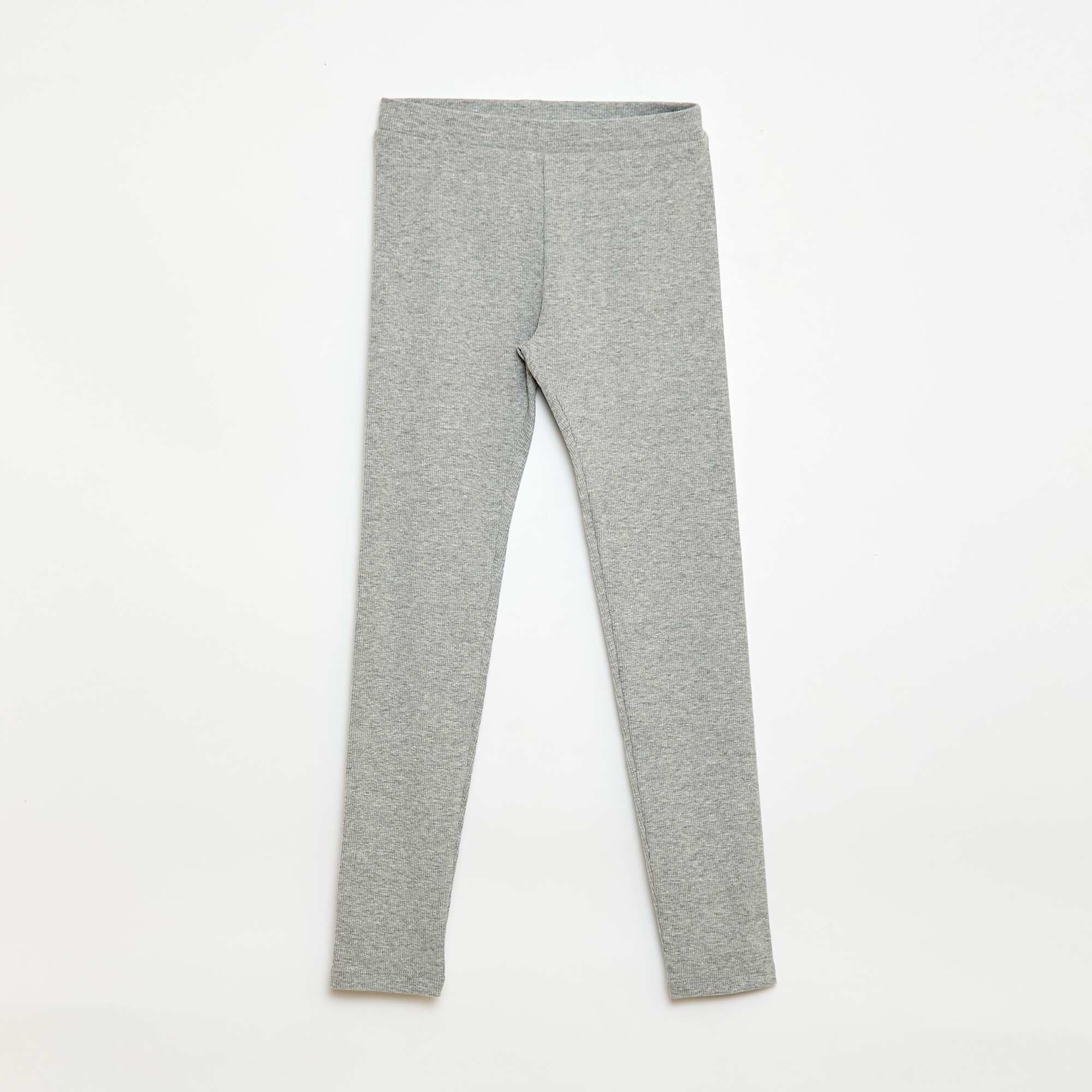 Plain Cotton Knit Leggings GREY