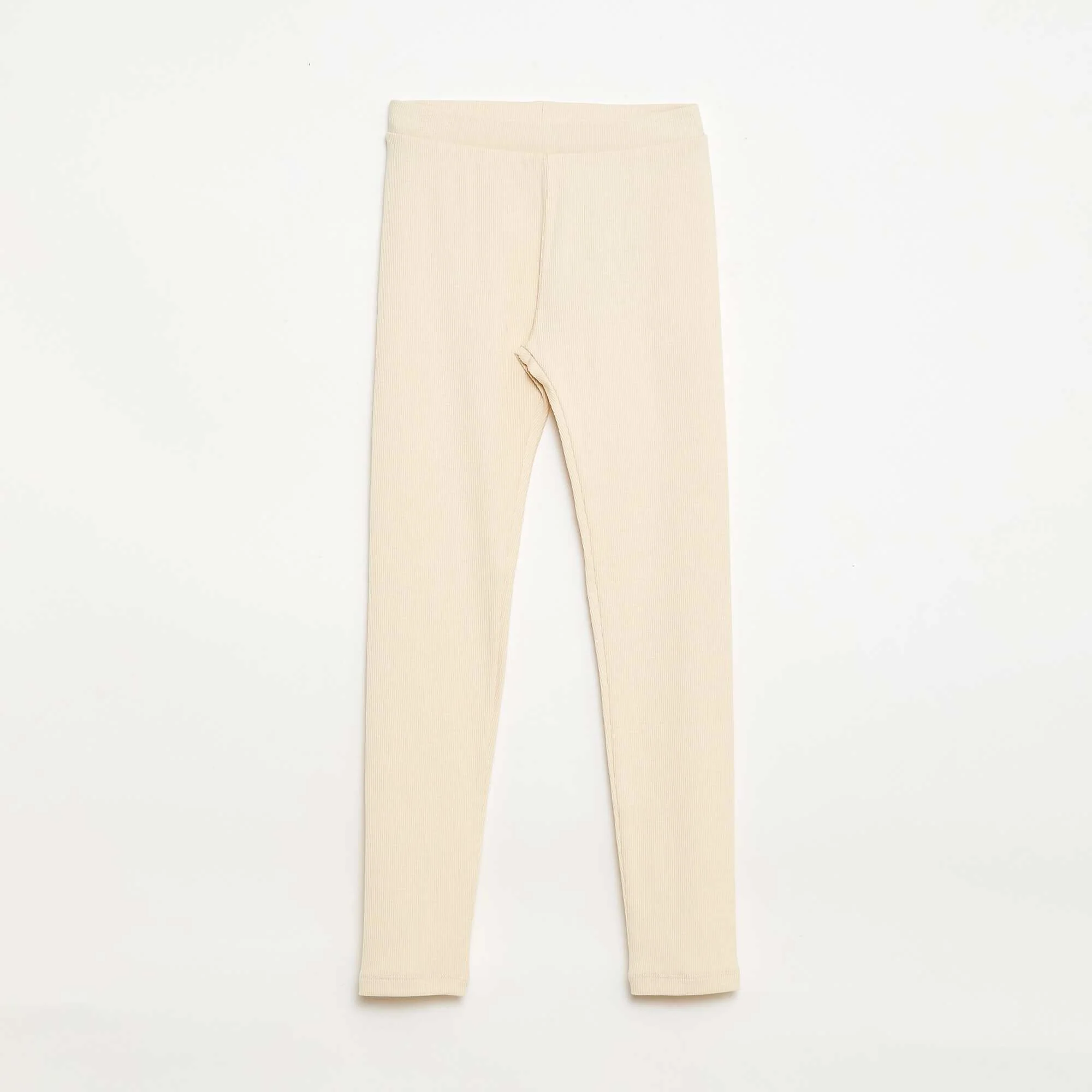 Plain Cotton Knit Leggings WHITE