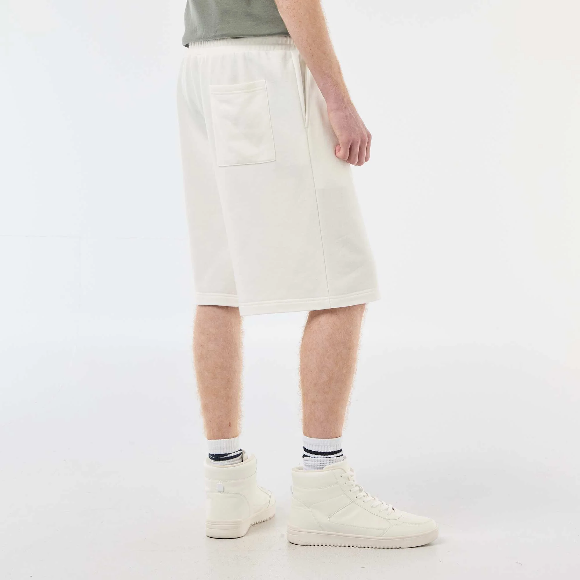 Plain Cotton Patch Shorts WHITE - Image 3