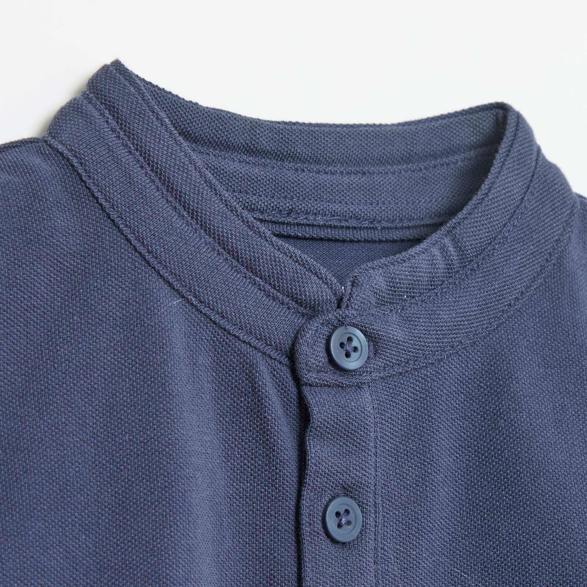 Plain Cotton Piqué Tunisian T-Shirt BLUE - Image 2