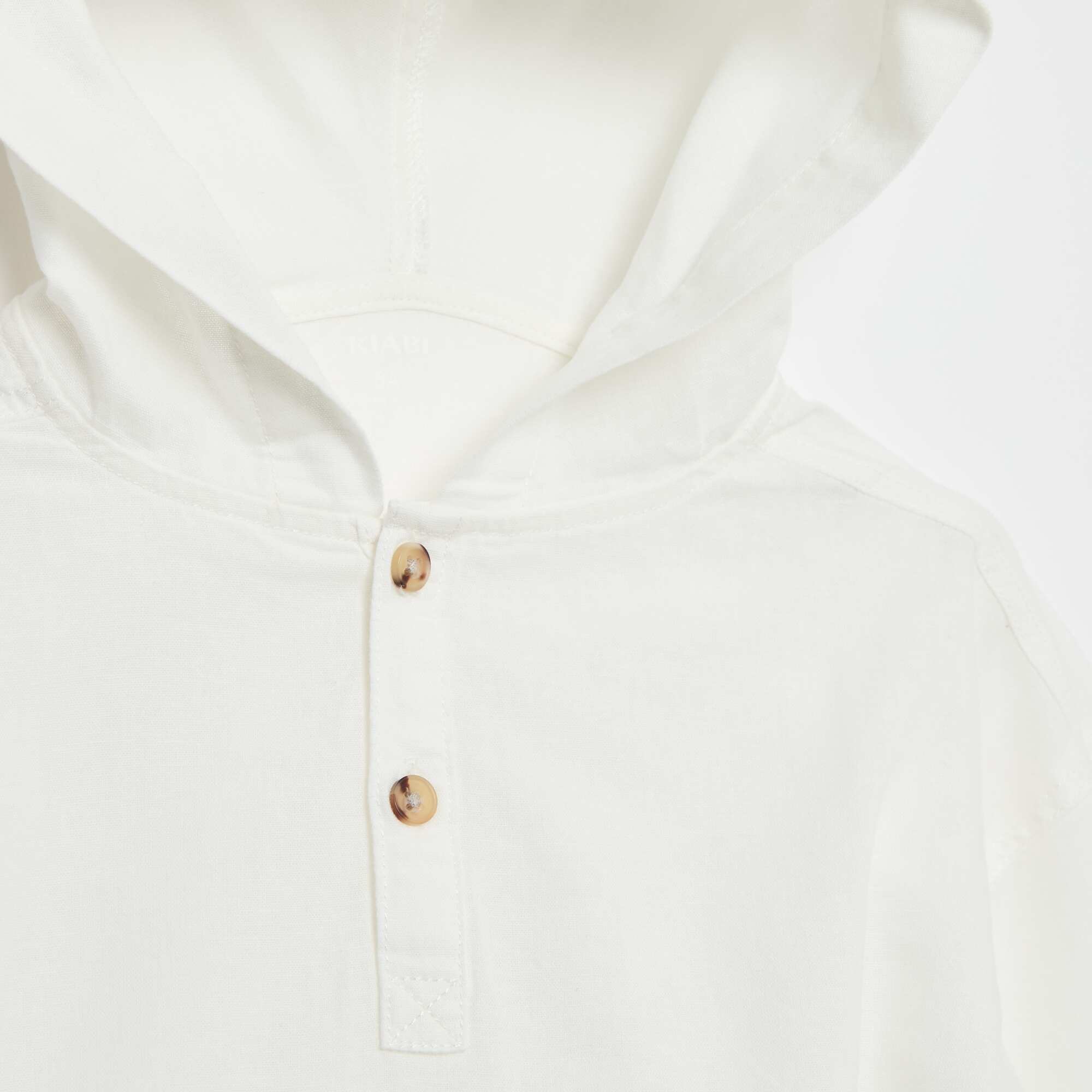 Plain Cotton Regular Fit Hooded Shirt WHITE - Image 3